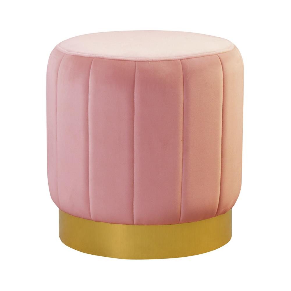 JVmoebel Pouf Runder rosa Sitzhocker mit hochwertiger Polsterung und Edelstahlfüßen (Hocker), Made in Europa