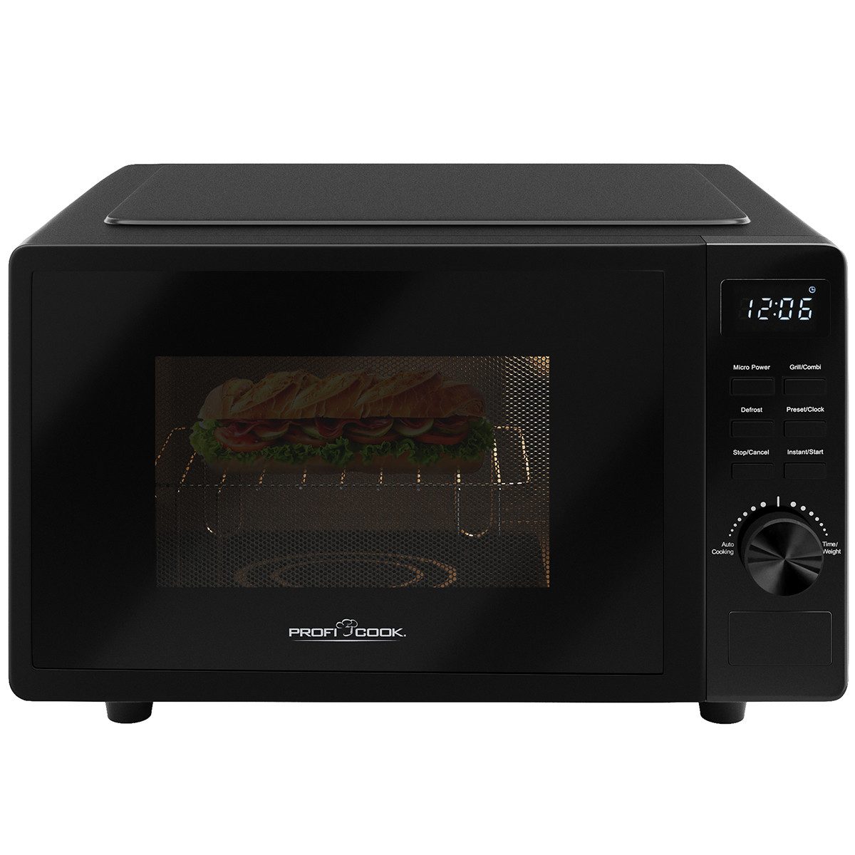 ProfiCook Mikrowelle PC-MWG 1278, Mikrowelle mit Grill, ohne Drehteller