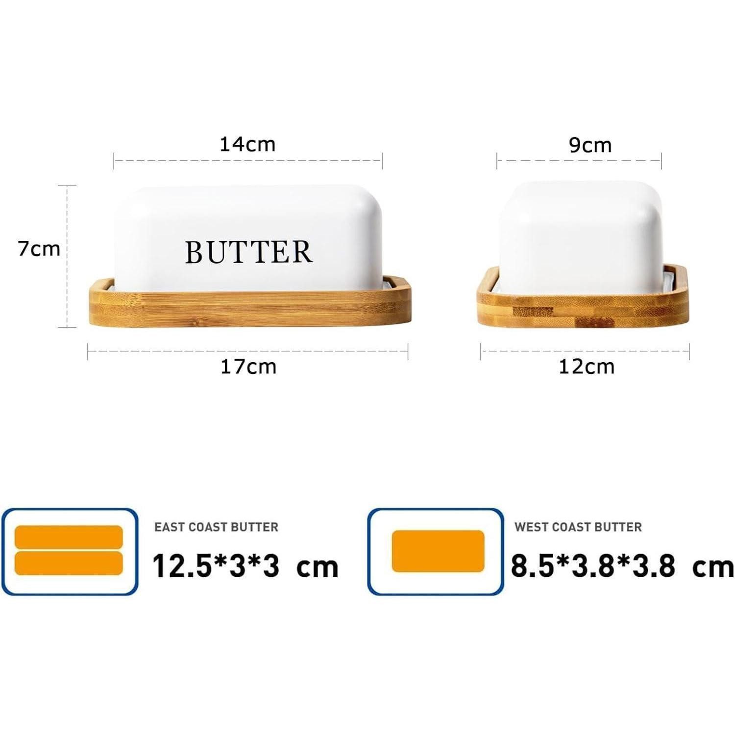 LuxusKollektion Butterdose Butterdose mit Holzdeckel für 250g Butter Edelstahl