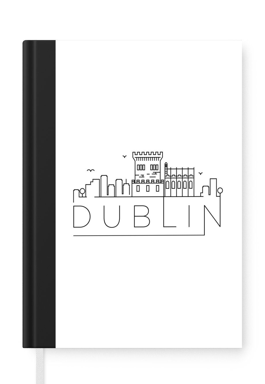 MuchoWow Notizbuch Skyline "Dublin" Seiten, 98 Merkzettel, A5, Haushaltsbuch Journal, weiß, Tagebuch, Notizheft