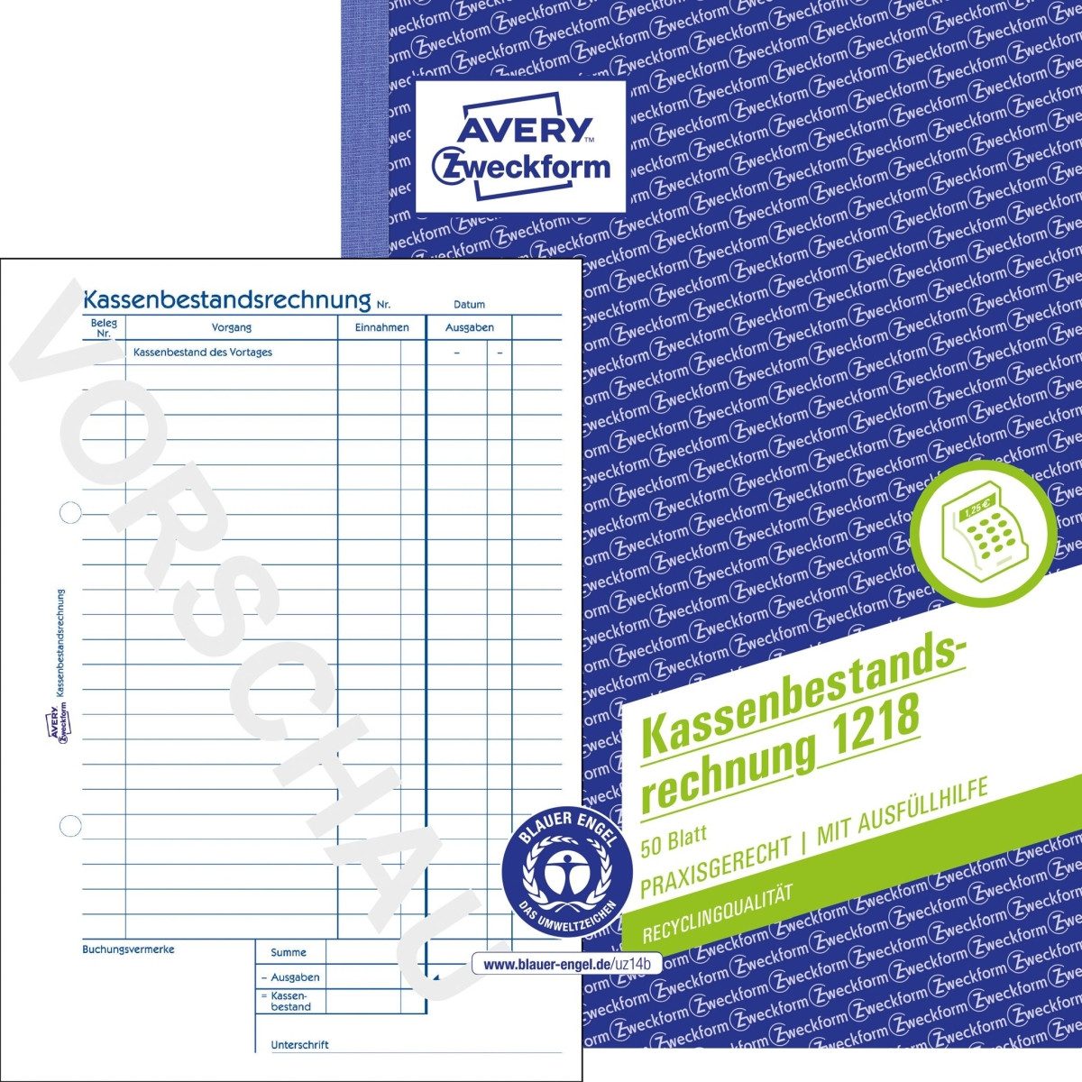 Formularblock Kassenbestandsrechnung A5 RC VE=50 Originale