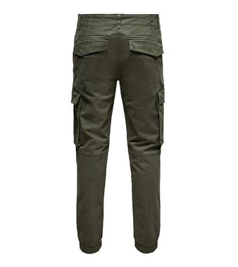 ONLY & SONS Cargohose Only & Sons Herren Cargo-Hose Kim Life 22020490 Stoff-Hose Regular-Fit Grün Olive Night