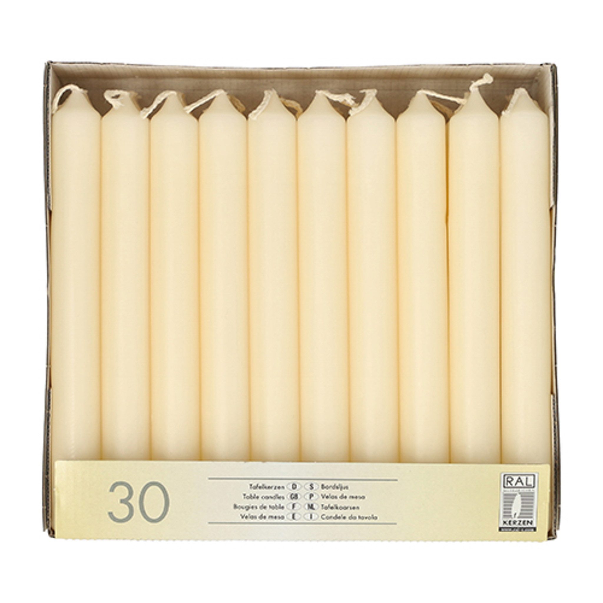 PAPSTAR Spitzkerze, Tafelkerzen 2,1x19,6cm 30 Stück Creme