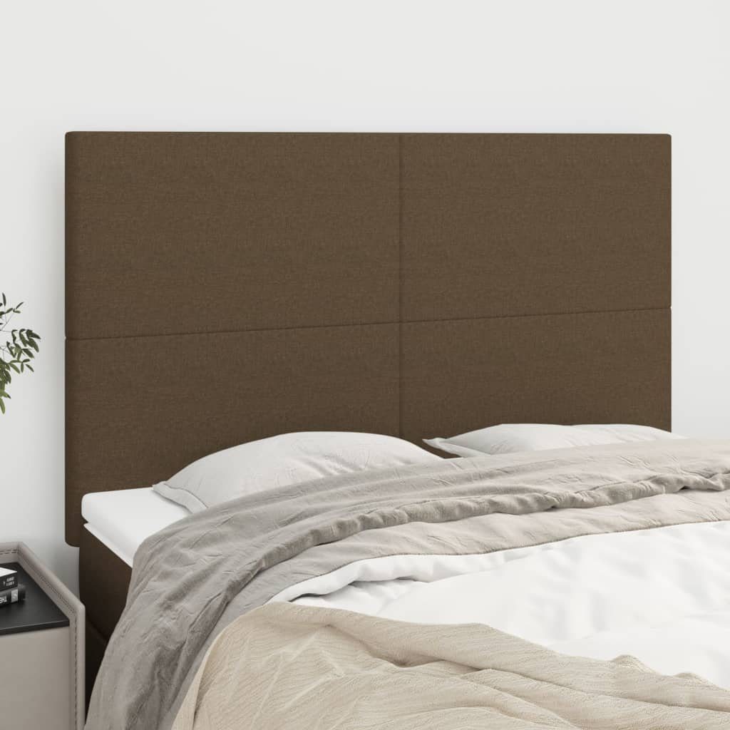 vidaXL Bett Kopfteil Dunkelbraun 144x5x118/128 cm Stoff (1-tlg)