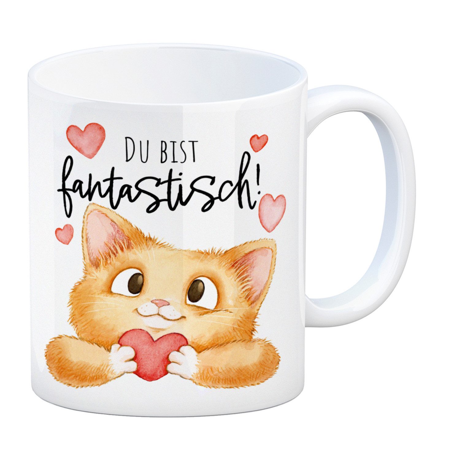 Tasse Katze Kaffeebecher mit Spruch Du bist fantastisch