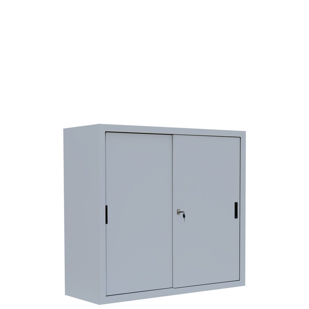 Steelboxx Schiebetürenschrank Aktenschrank Sideboard aus Stahl grau 1090 x 1200 x 450 mm (1-St) komplett montiert