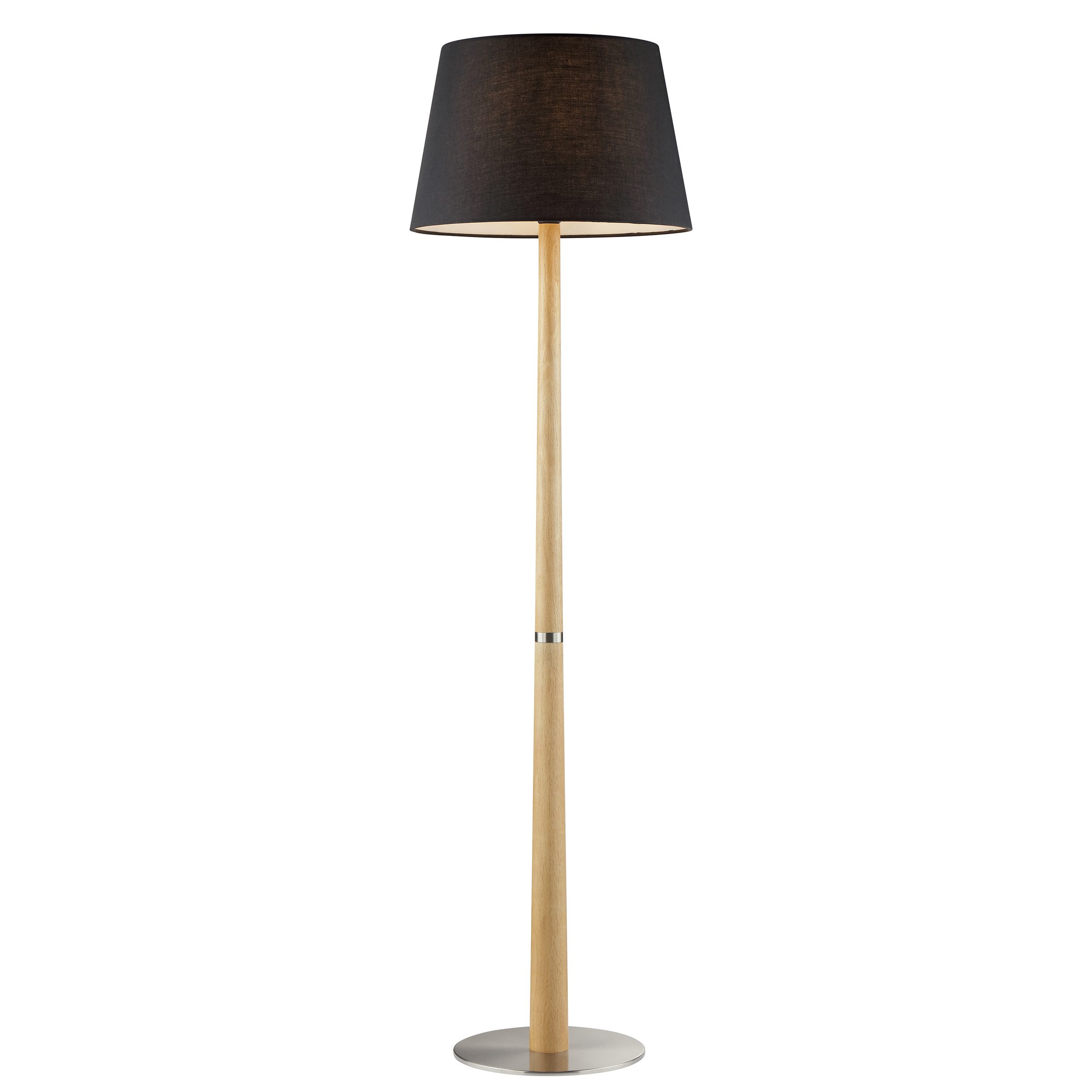 lumiCouture Stehlampe Timber, Ein-/Ausschalter, ohne Leuchtmittel, Ø 40 cm x 141 cm, E27 Fassung, Wippschalter, Holz/Textil, schwarz