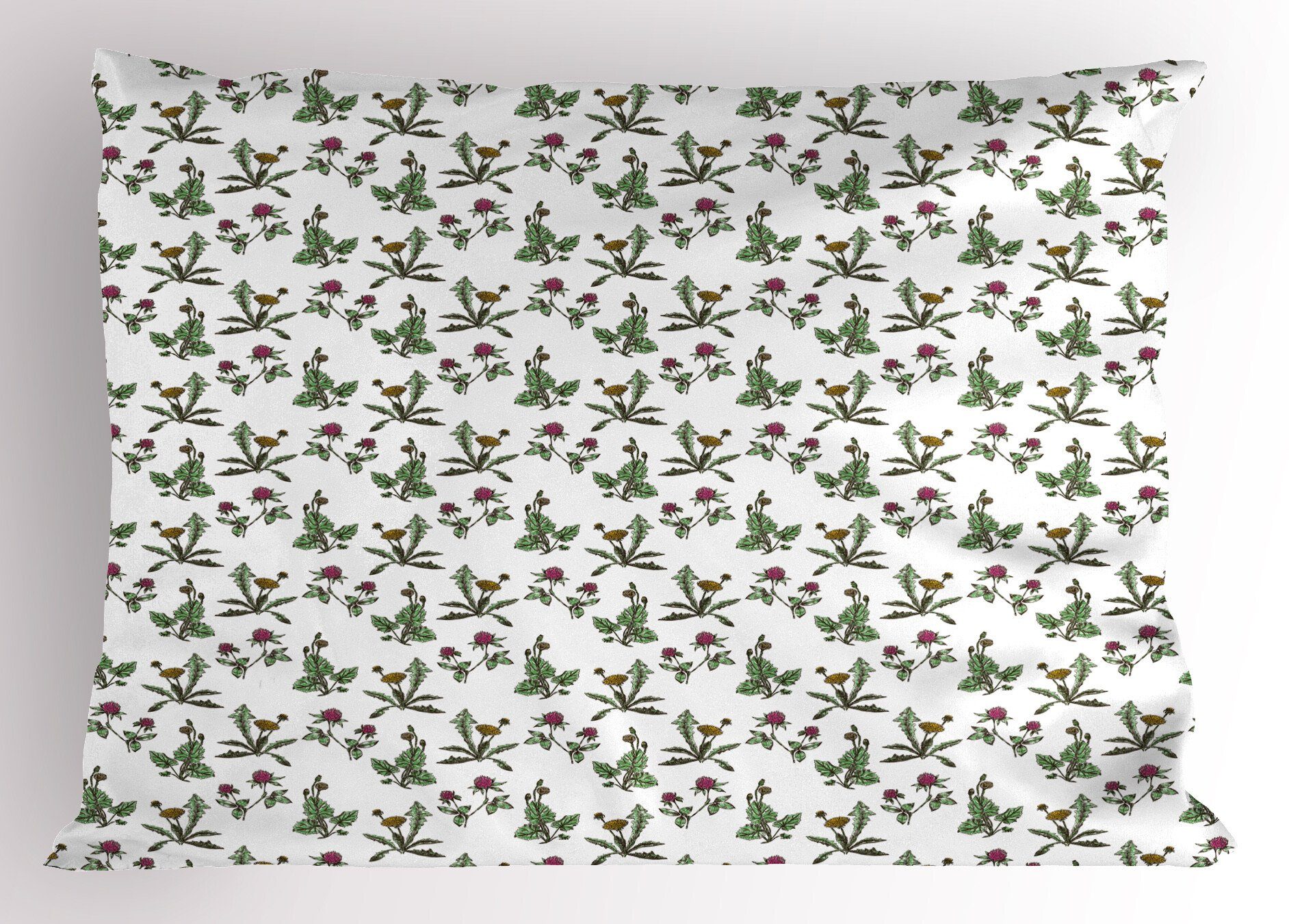 Kissenbezüge Dekorativer Standard Size Gedruckter Wilde Wiese Kopfkissenbezug, Abakuhaus (1 Stück), Löwenzahn Blumen-Kunst