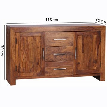 furnicato Sideboard MUMBAI Massivholz Sheesham Kommode 118 cm