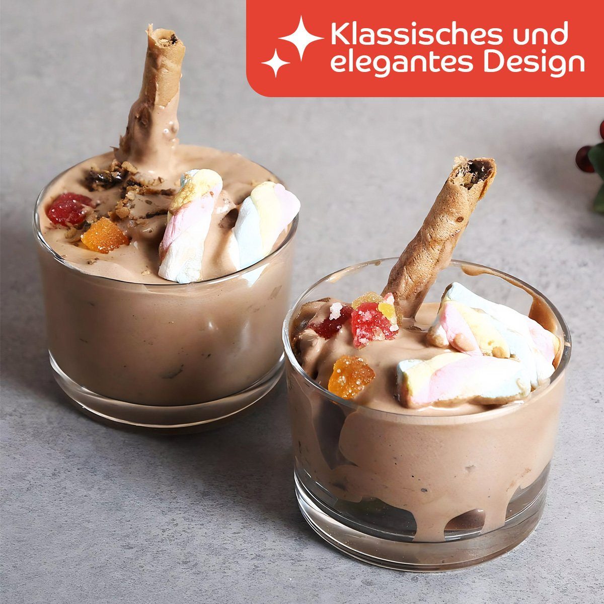 KONZEPT Dessertschale 6/12er Set Dessertgläser 150ml, transparente Dessertschalen aus Glas, (Set, 6-tlg), für Tiramisu, Panna Cotta, Eis, Pudding, Joghurt-Müsli – Bild 4 von 5
