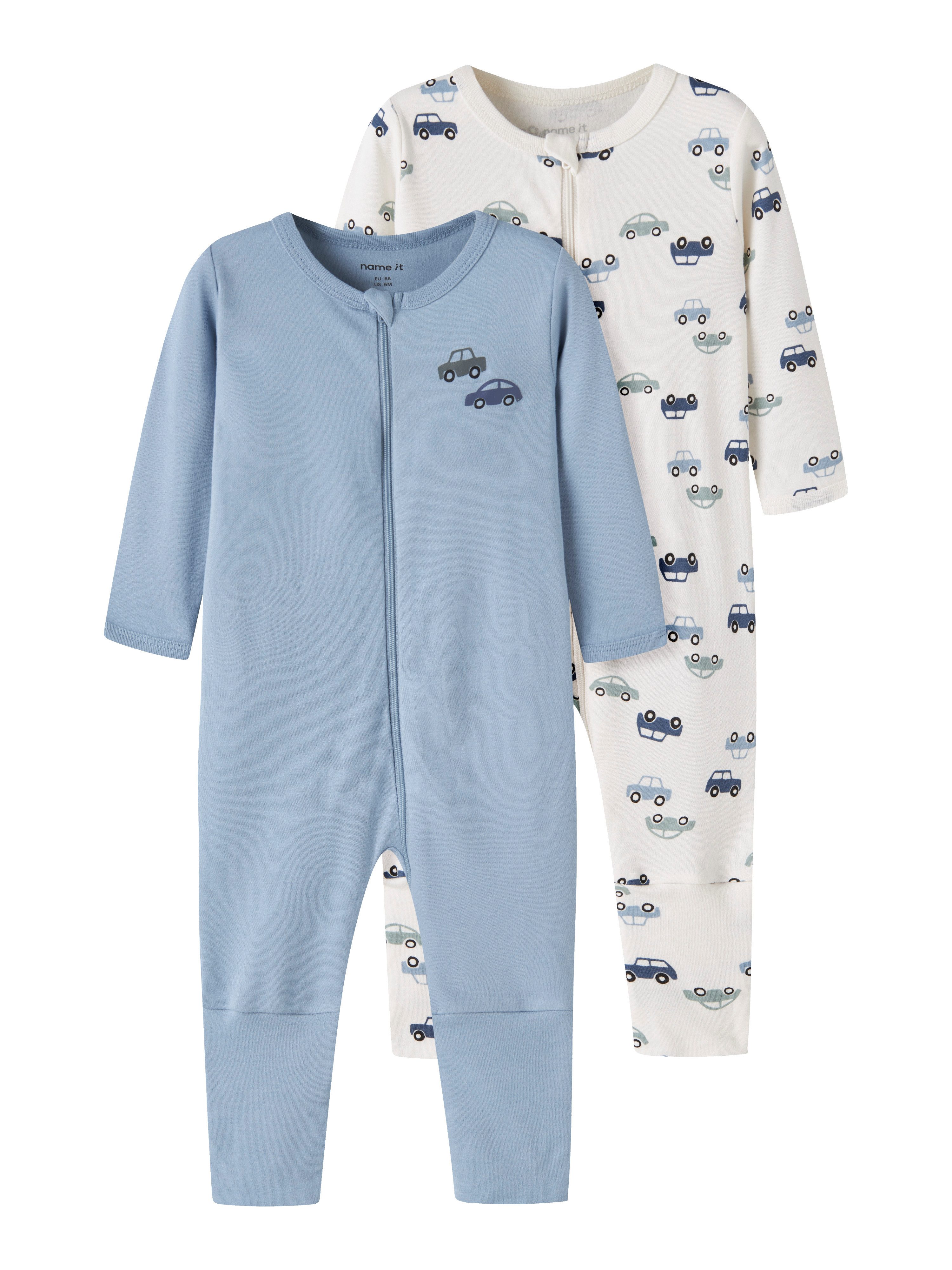 Name It Schlafanzug NBMNIGHTSUIT 2P ZIP FF CAR NOOS (Packung, 2 tlg) Baumwolle