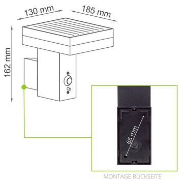 linovum Gartenstrahler 2 x ANBO Wandleuchte Solar LED fuer Aussen mit Bewegungsmelder, LED-Leuchtmittel fest verbaut, LED-Leuchtmittel fest verbaut