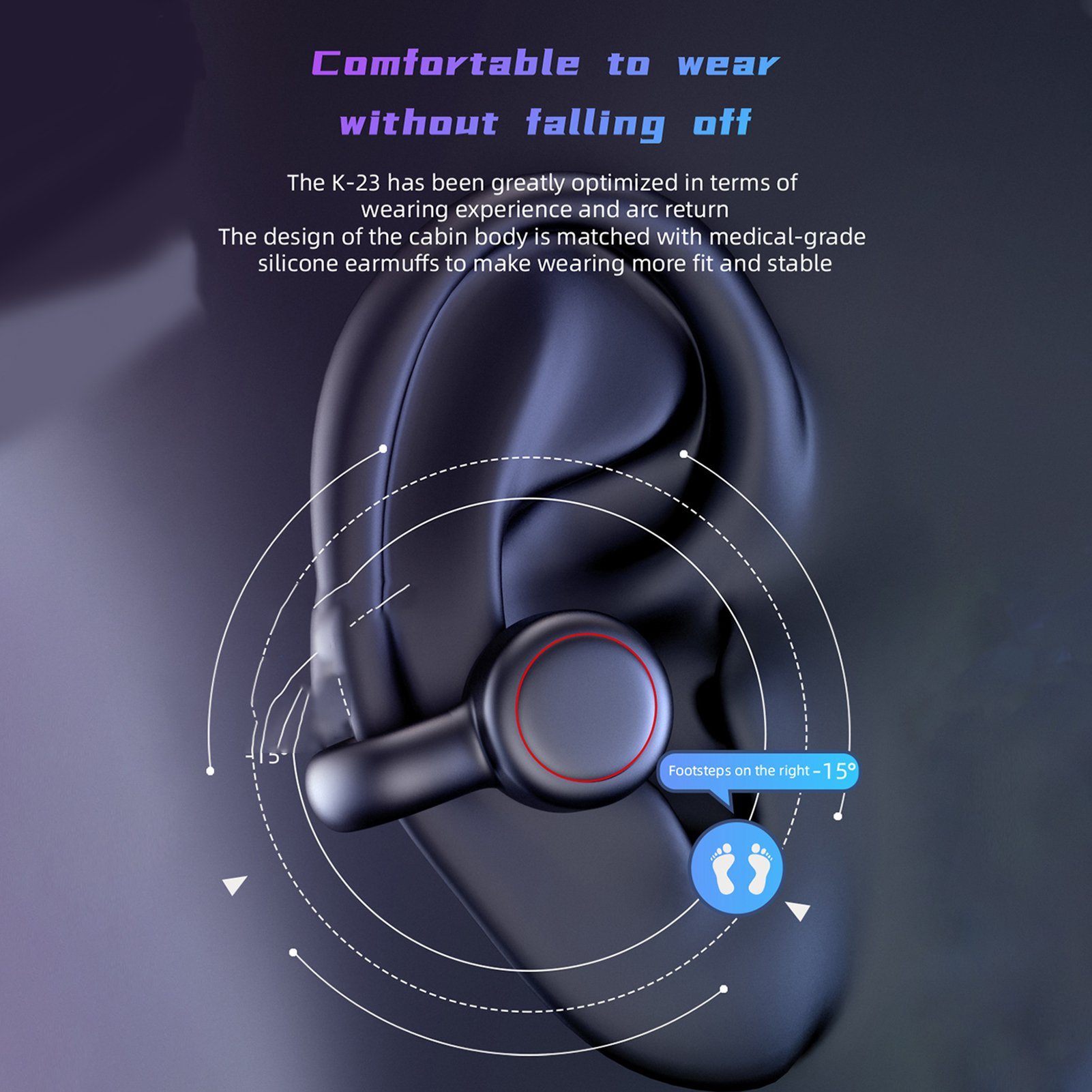 Bone Conduction Headset Rutaqian Schwarz Kabellos Kopfhörer Bluetooth Kopfhörer, (Bluetooth) Wireless