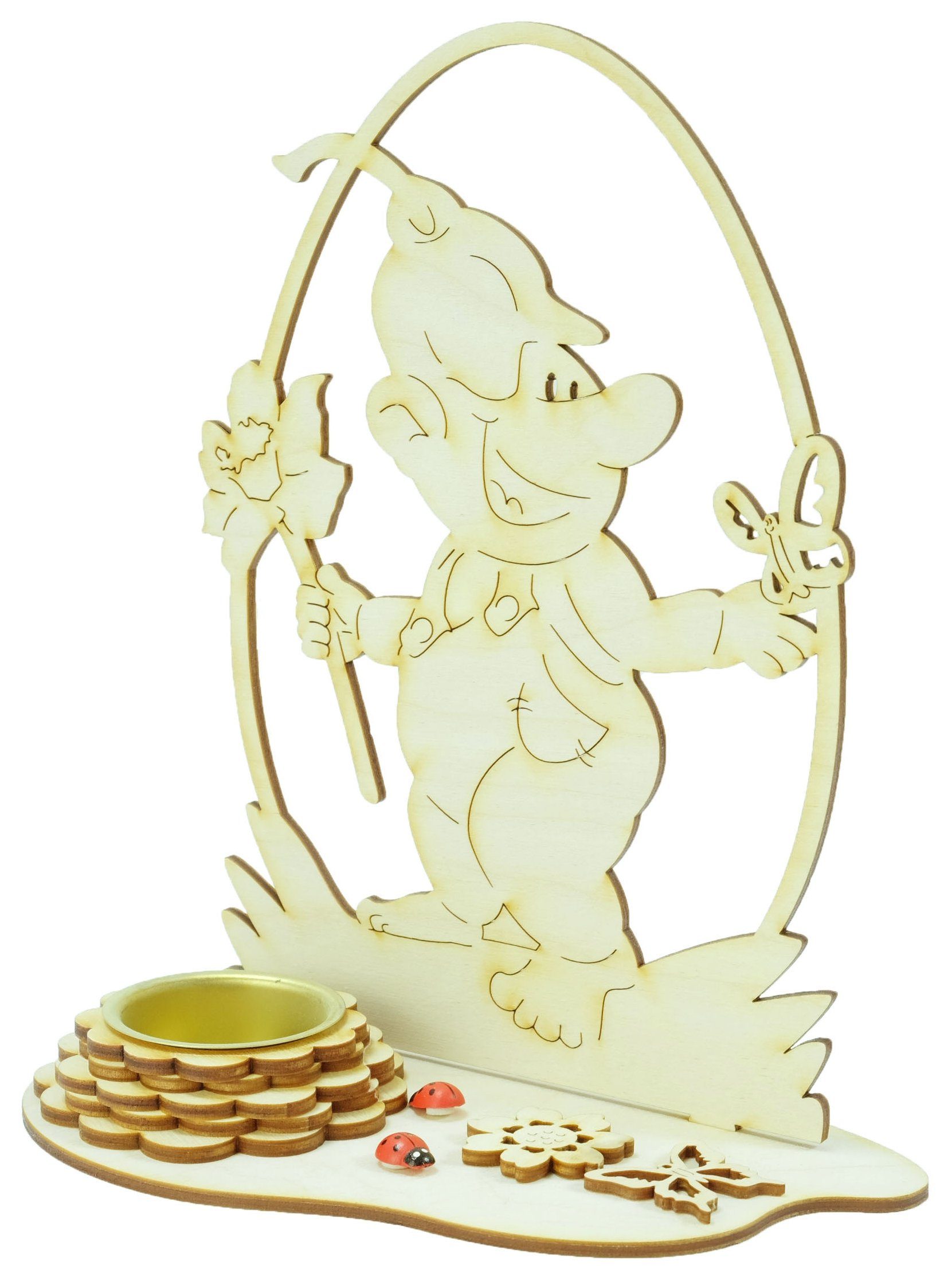 DeColibri Kreativset Bastelset Basteln Kinder Erwachsene Holz Osterdeko "Blumenzwerg", (Bastelset), Made in Germany, aus Holz, bemalbar