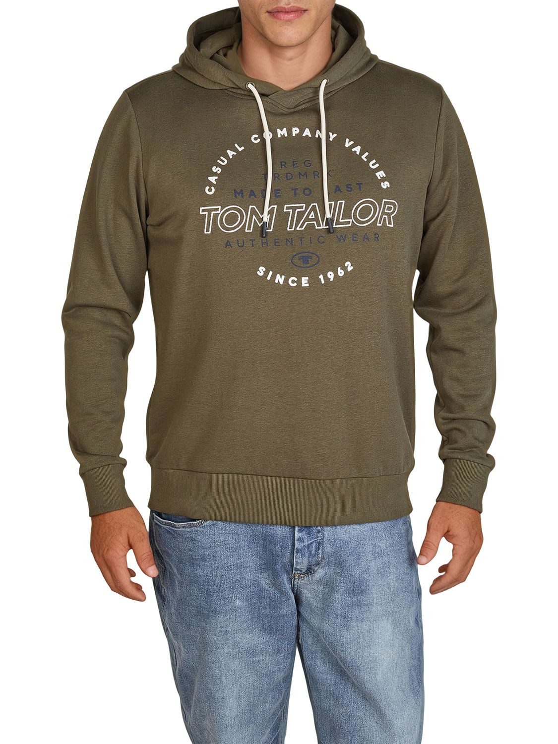 TOM TAILOR Kapuzenpullover Herren Printed Hoodie Regular Fit Streetwear Sweatshirt mit Kapuze