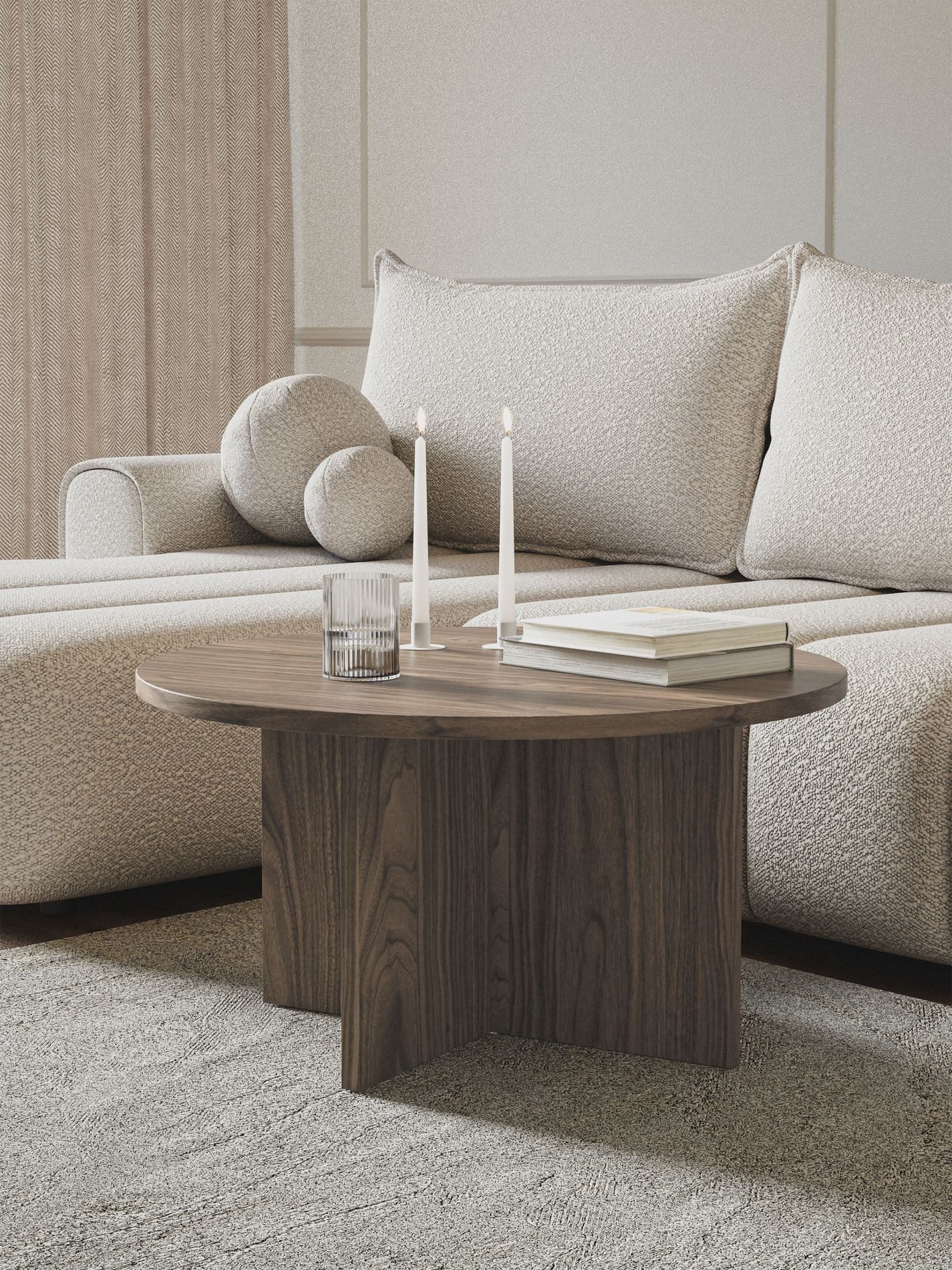 Selsey Couchtisch OVO, Couchtisch rund mit Holznachbildung, 76 cm