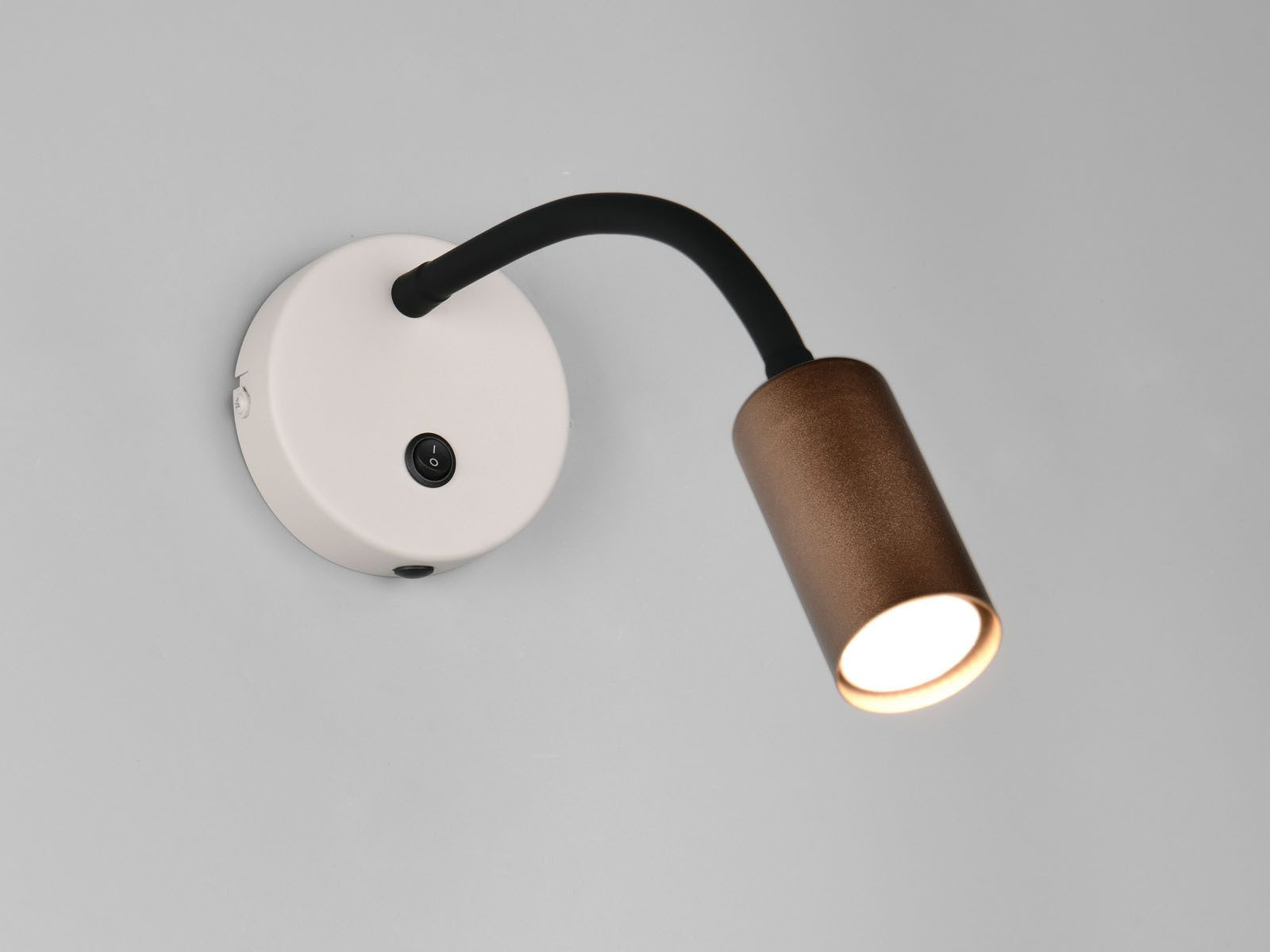 Reality Leuchten LED Leselampe mit Schalter & Schwanenhals, Breite 10cm, Leuchtmittel dimmbar, LED wechselbar, Warmweiß, Wandlampe für Bett Nachttisch, Leseleuchte Wand-Montage mit GU10 LED