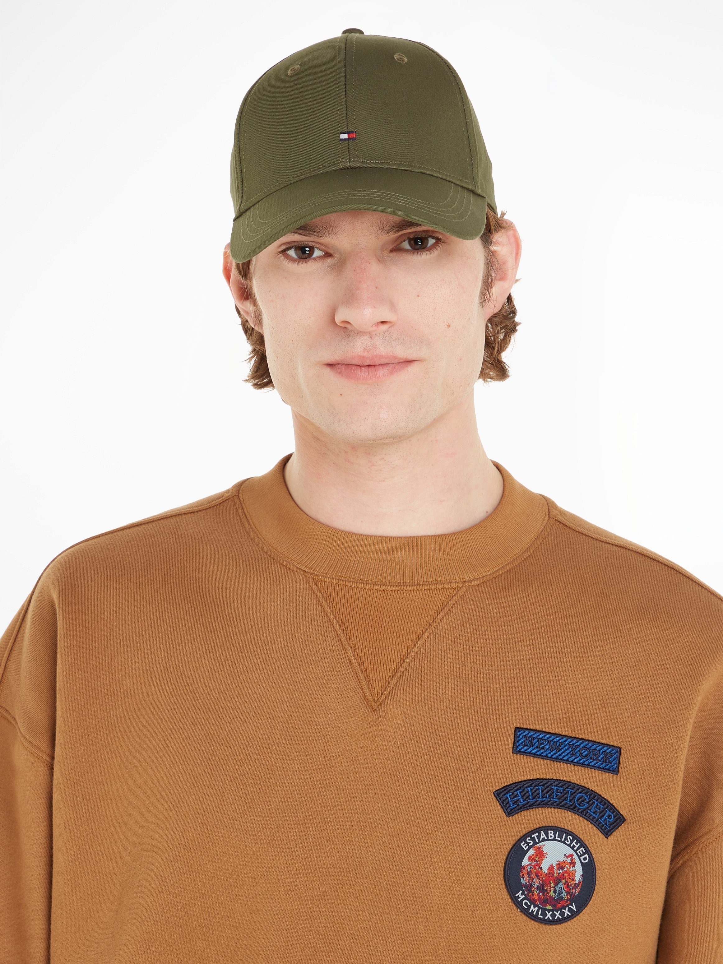 6 Army Schild mit Labelflag dem TH Tommy COTTON Baseball Green FLAG CAP Cap Hilfiger über PANEL dezenter