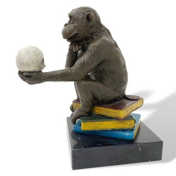 Aubaho Skulptur Bronzefigur Affe Darwin Philosophie Bücher Bronze Skulptur Antik-Stil