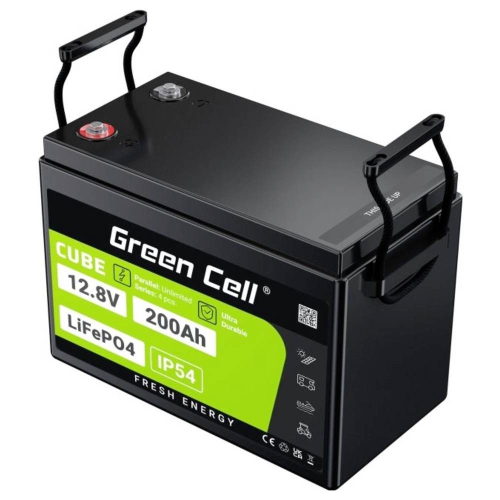 Green Cell Akku 200Ah 12.8V 2560Wh Lithium-Eisen-Phosphat Batterie Akku, Schraubkontakt