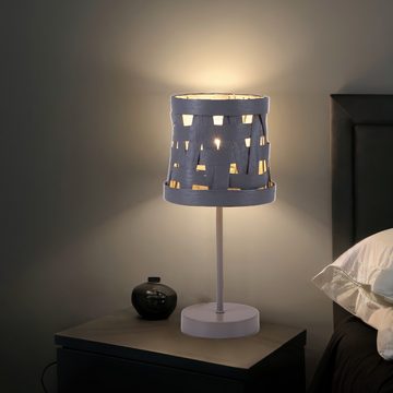 etc-shop LED Tischleuchte, Leuchtmittel inklusive, Warmweiß, Tisch Lampe grau Wohn Schlaf Zimmer Nacht Licht Textil-