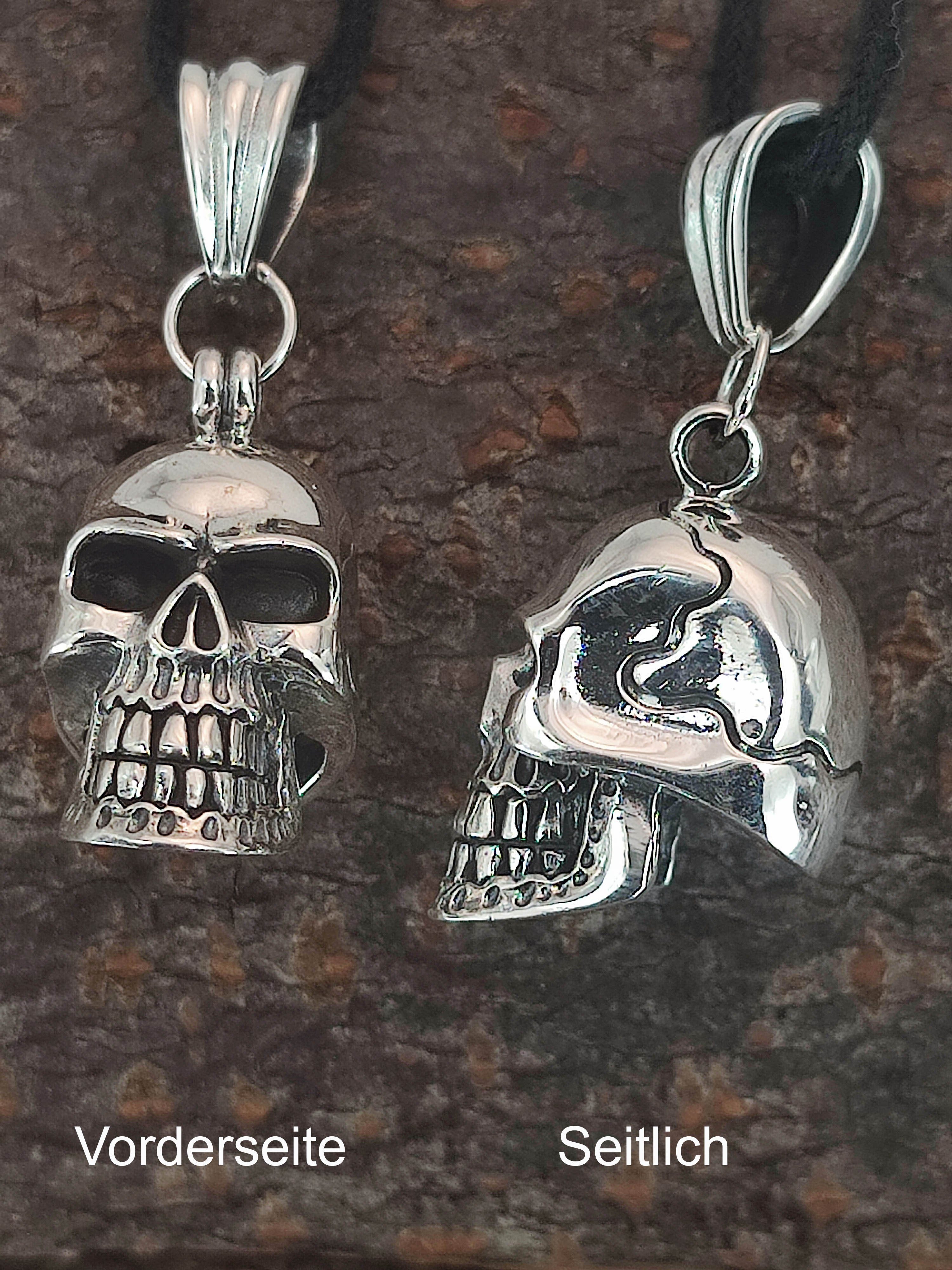 3D 925 Kiss Totenkopf Kettenanhänger of Skull Silber Schädel Sterling Leather Anhänger