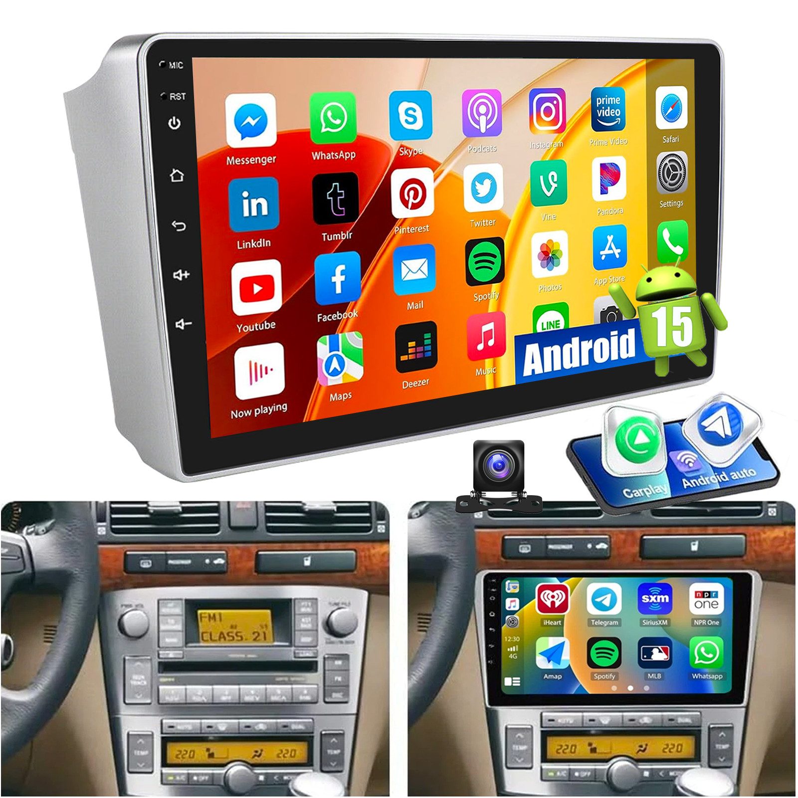 9" Für Toyota Avensis T25 2002-2008 Android15 Autoradio Carplay GPS FM Autoradio