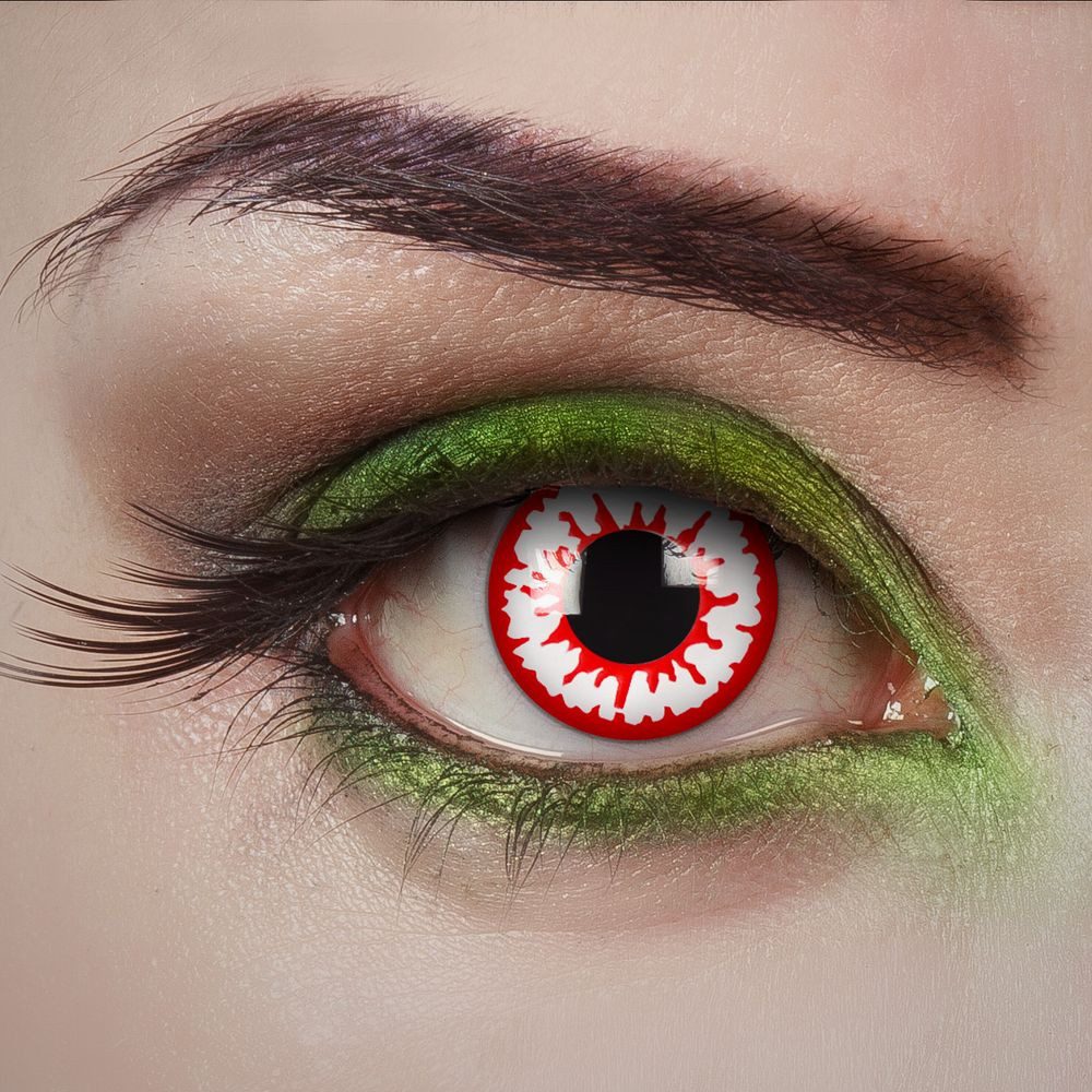 aricona Motivlinsen Rote Farbige Halloween Kontaktlinsen Kostüm Zombie Vampir Fasching, ohne Stärke, 2 Stück