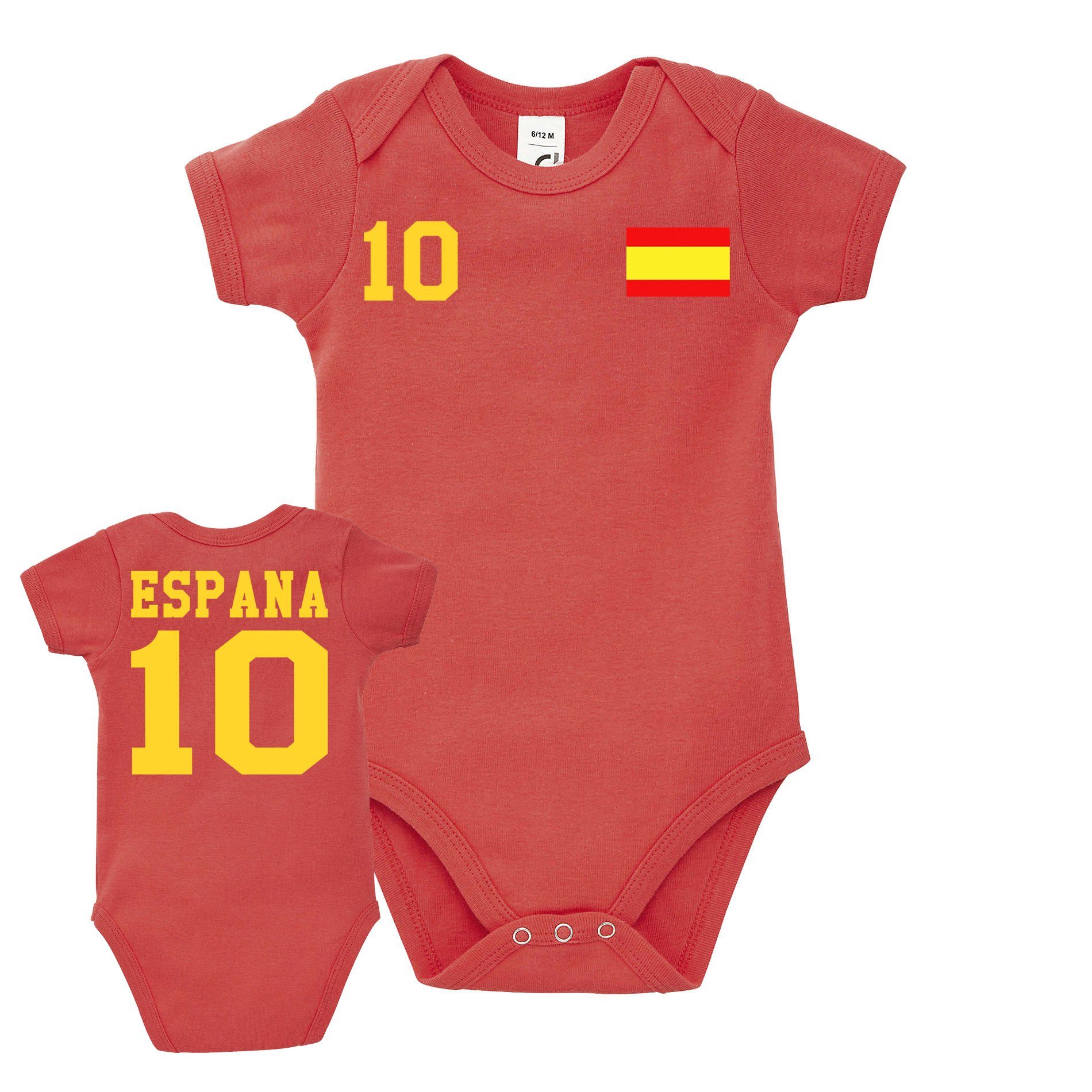 Kinder Body Strampler Spain WM Baby Fussball Brownie Copa Trikot & Sport Meister Blondie Spanien