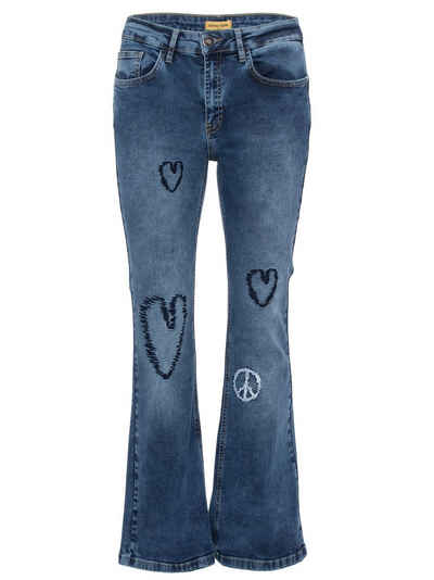 Sarah Kern Skinny-fit-Jeans mit Stickerei in gewaschener Optik