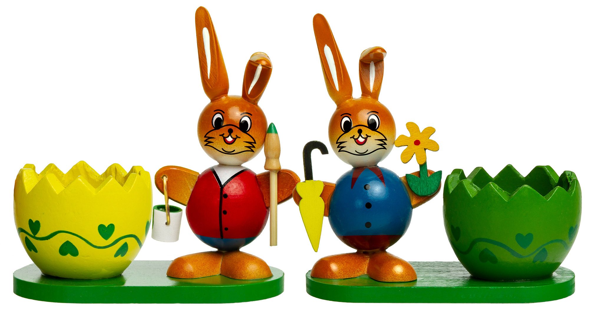 Osterfigur OD08 Osterdeko Holz Eierbecher mit Osterhasen Figuren im 2er Set