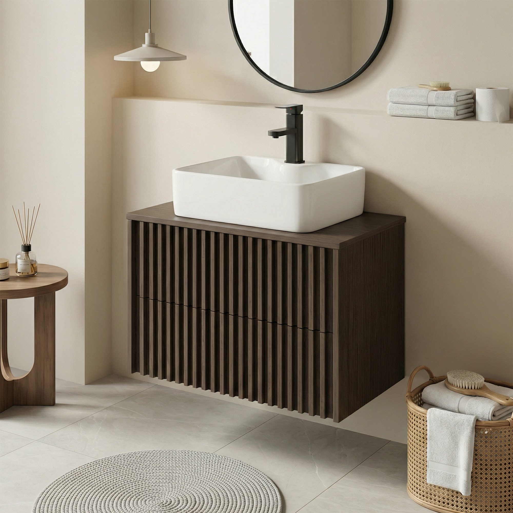 UEV Unterschrank Waschbeckenunterschrank Hängeschrank Badezimmerschrank Wandschrank (Badmöbel, Badezimmmer Schrank) Soft-close Schubladen,Waschbeckenunterschran – Bild 3 von 5