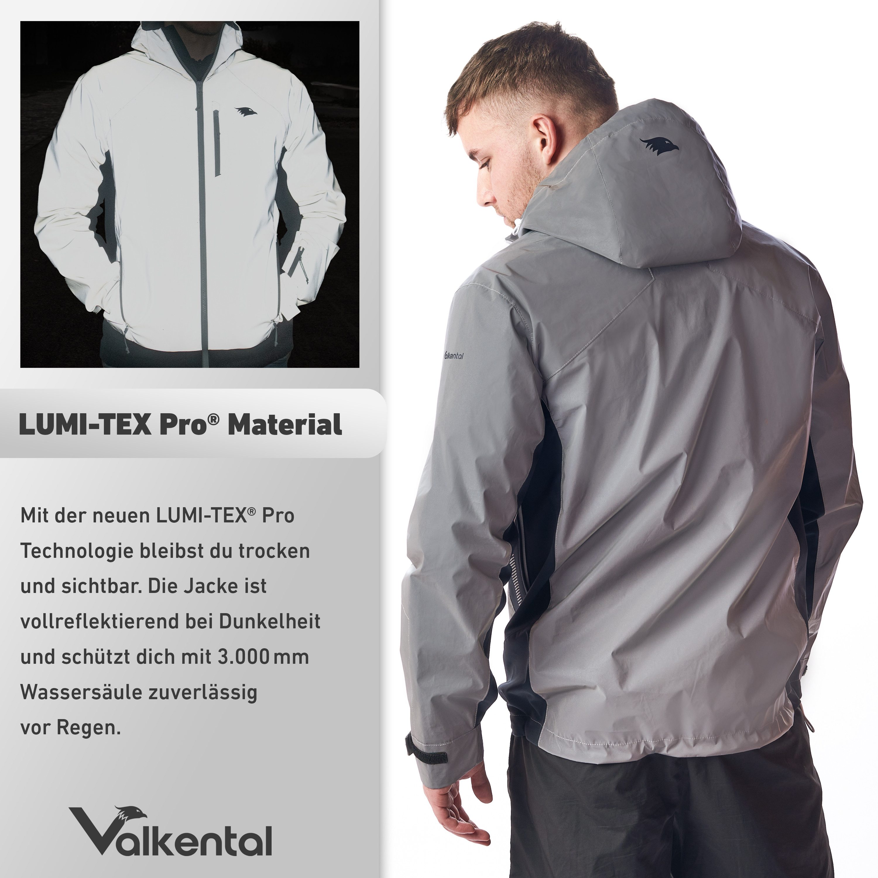 Valkental Funktionsjacke Reflektierend für Herren Wasserabweisend günstig online kaufen
