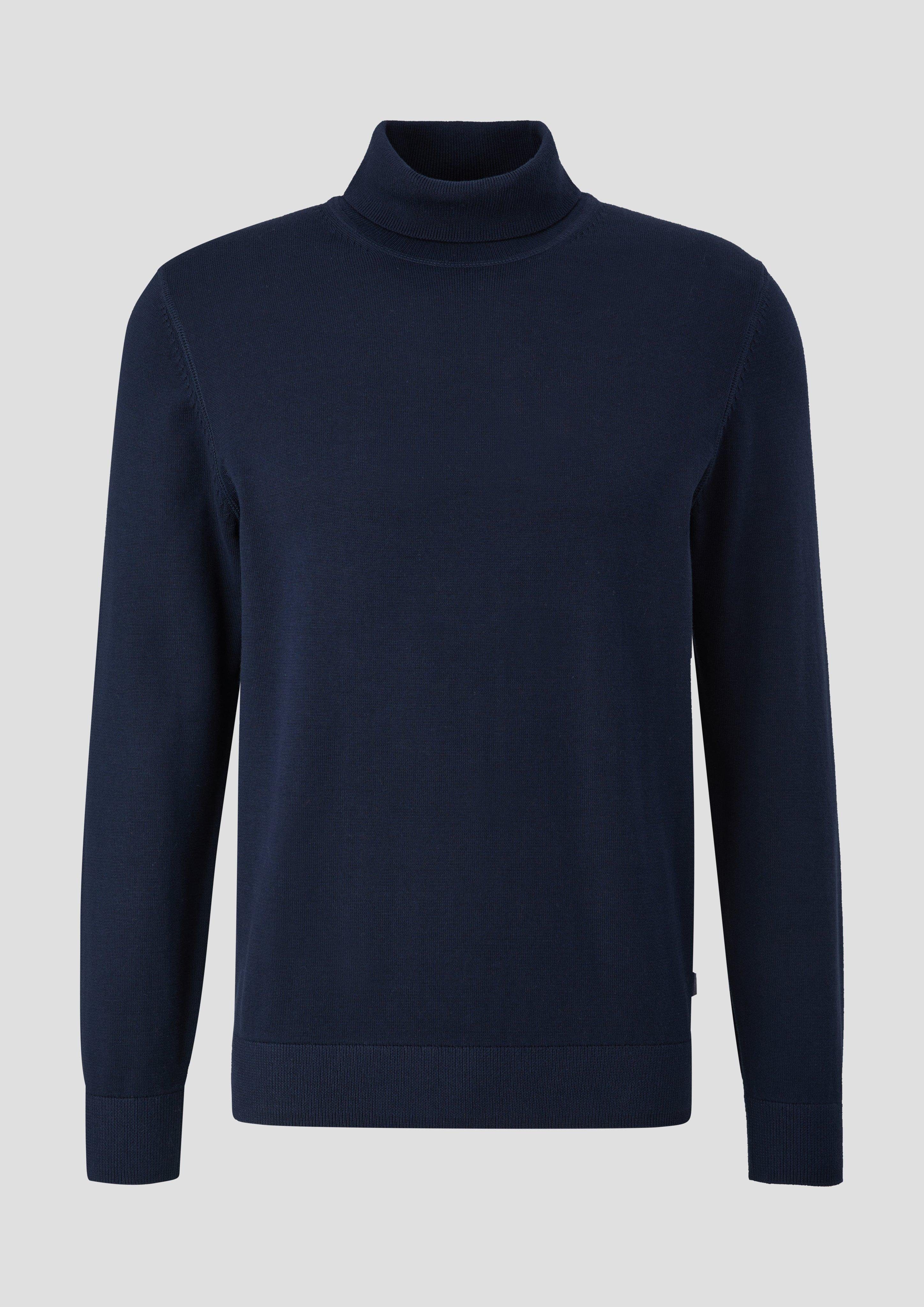 s.Oliver mit navy Rollkragen Rippblende Strickpullover Pullover