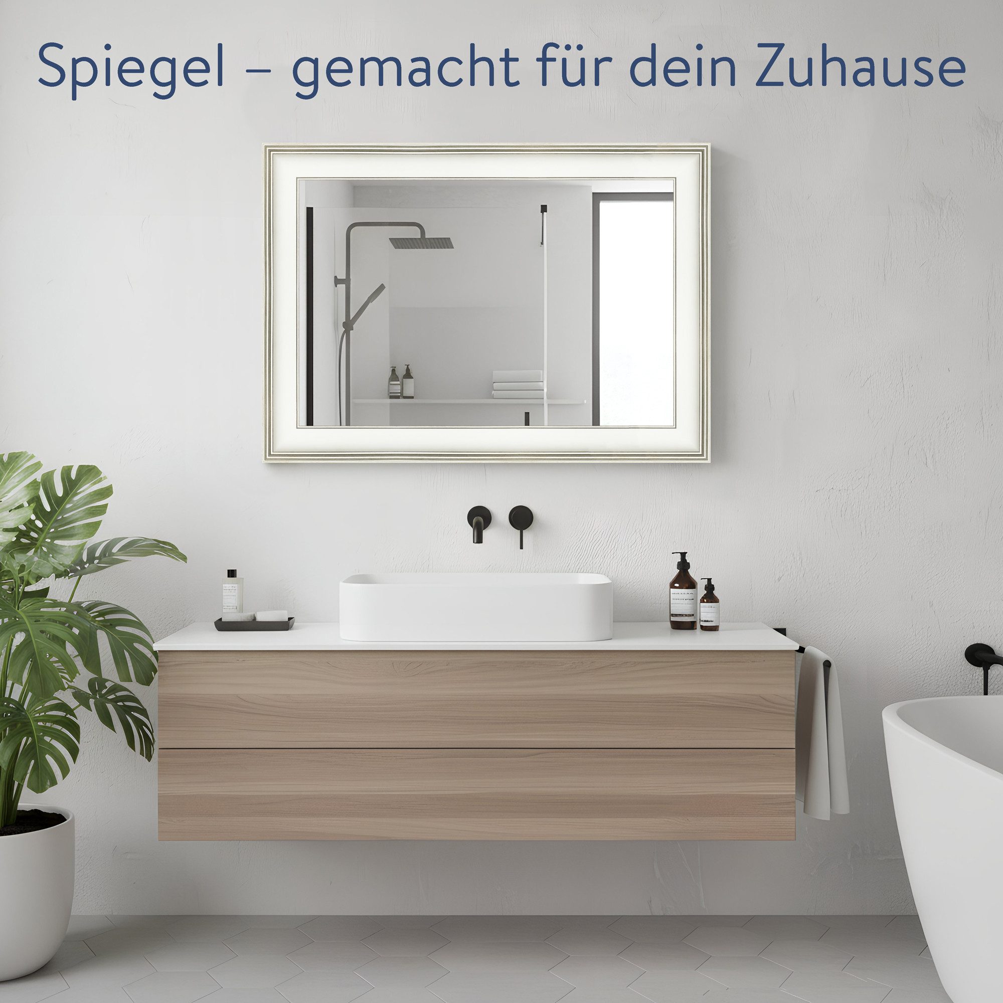 WANDStyle Wandspiegel H235, Weiß, aus Kunststoff im Stil Klassisch