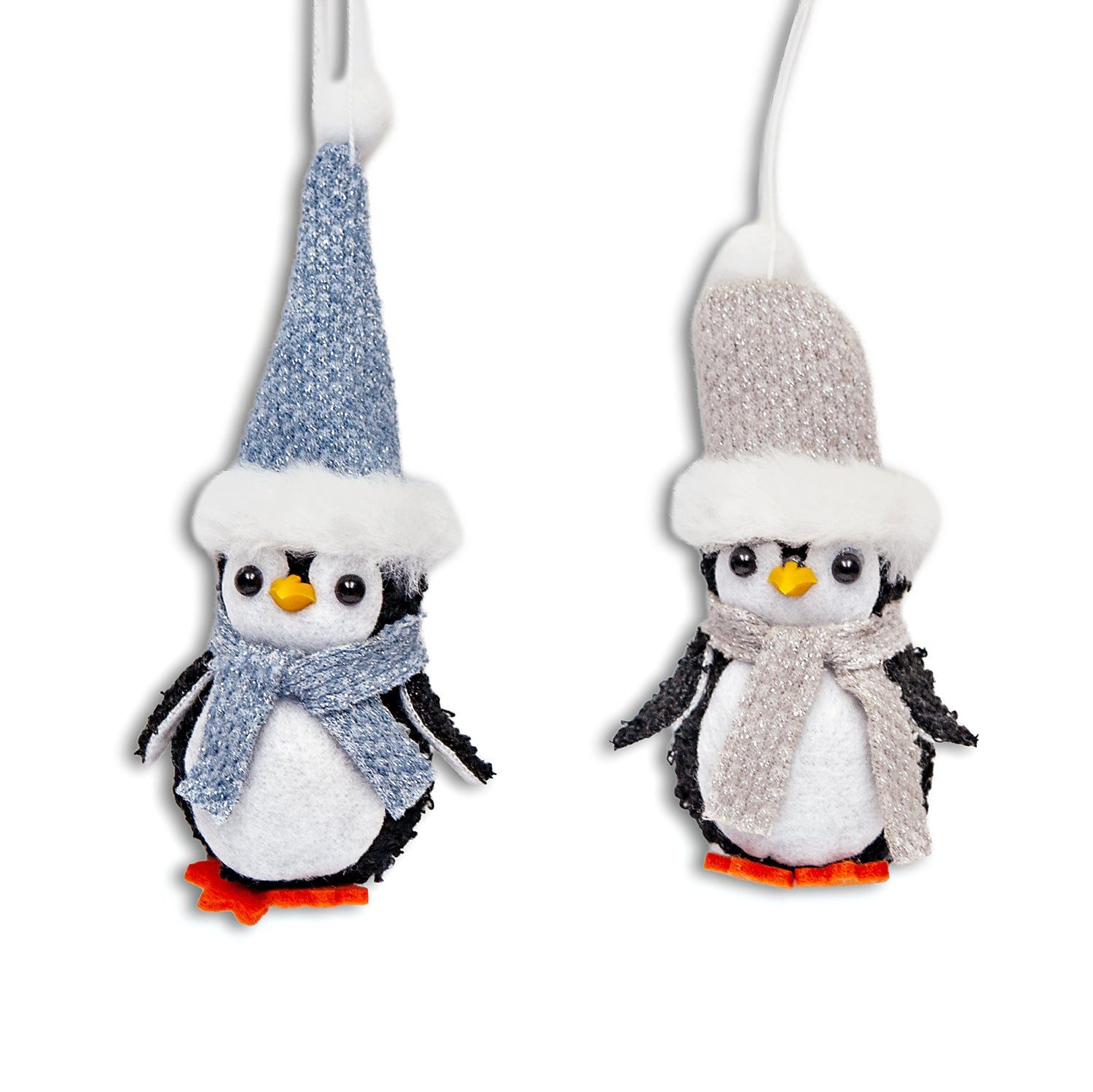 Logbuch-Verlag Baumbehang 2er Set Pinguin Anhänger Stoff 11 cm mit Strickmütze und Schal