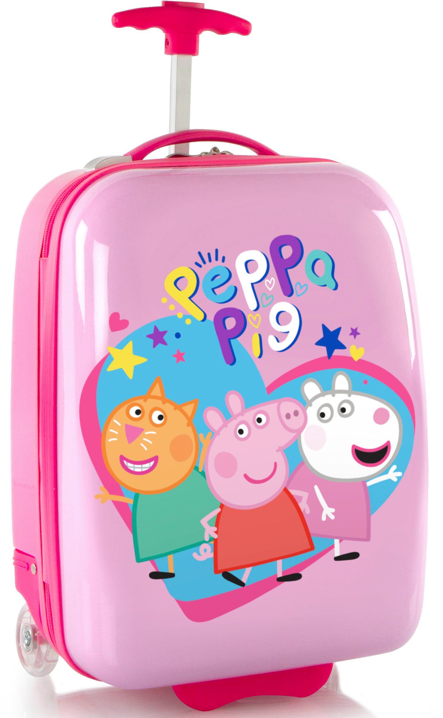 Heys Kinderkoffer Peppa Pig rosa, 2 Rollen, Quick-Release-Trolley-Griffsystem mit 46 cm, Rädern; hervorstehenden mit