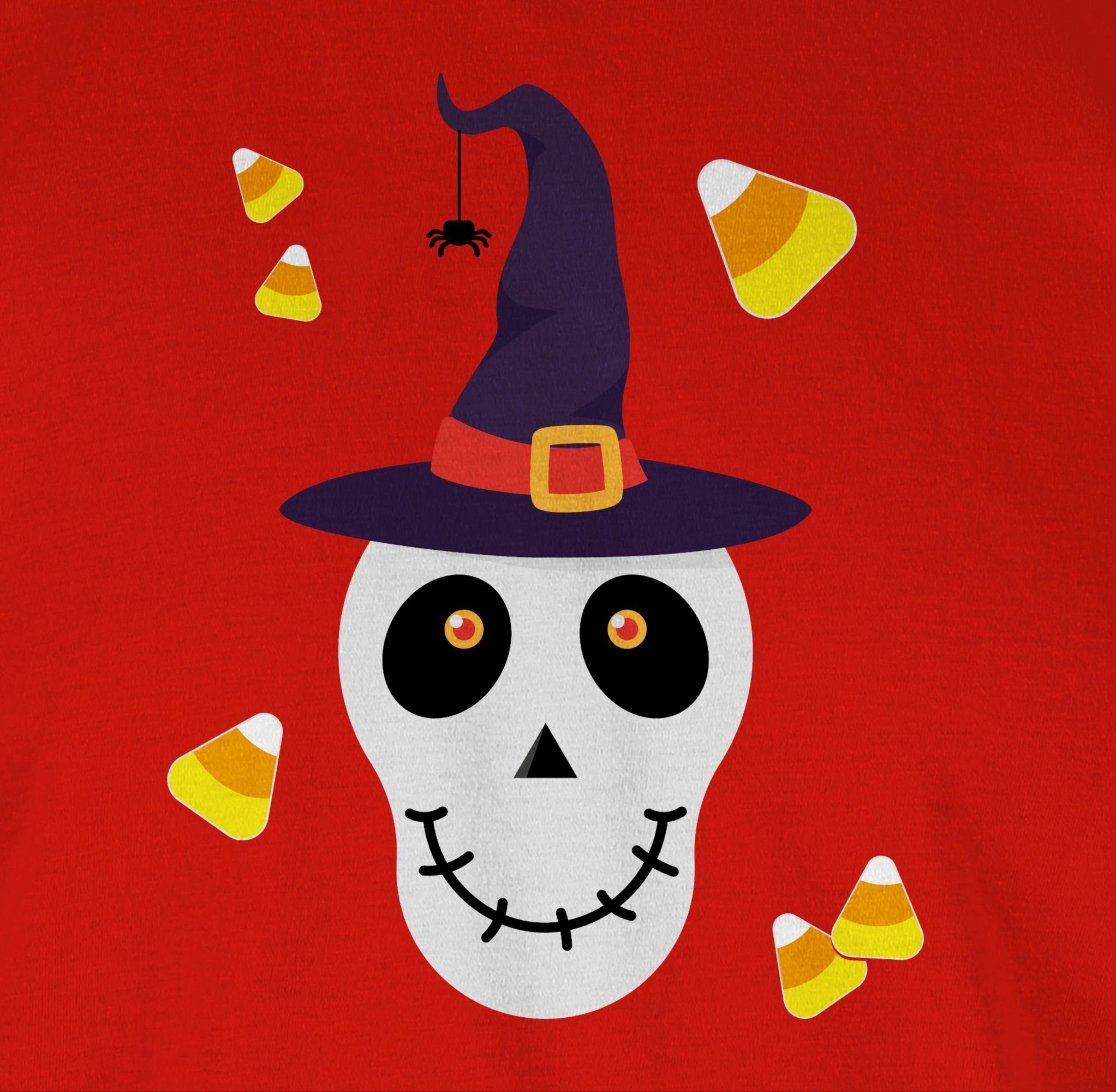 Geist Shirtracer Totenkopf T-Shirt Herren Kostüme Süßer Halloween Gespenst 03 Rot