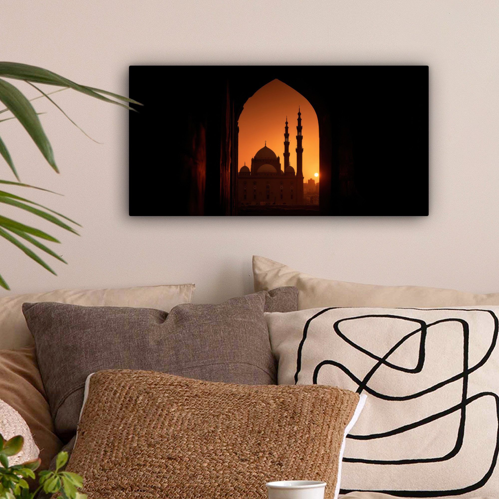 OneMillionCanvasses® Leinwandbild Panorama Moschee - Orangefarbener günstig online kaufen