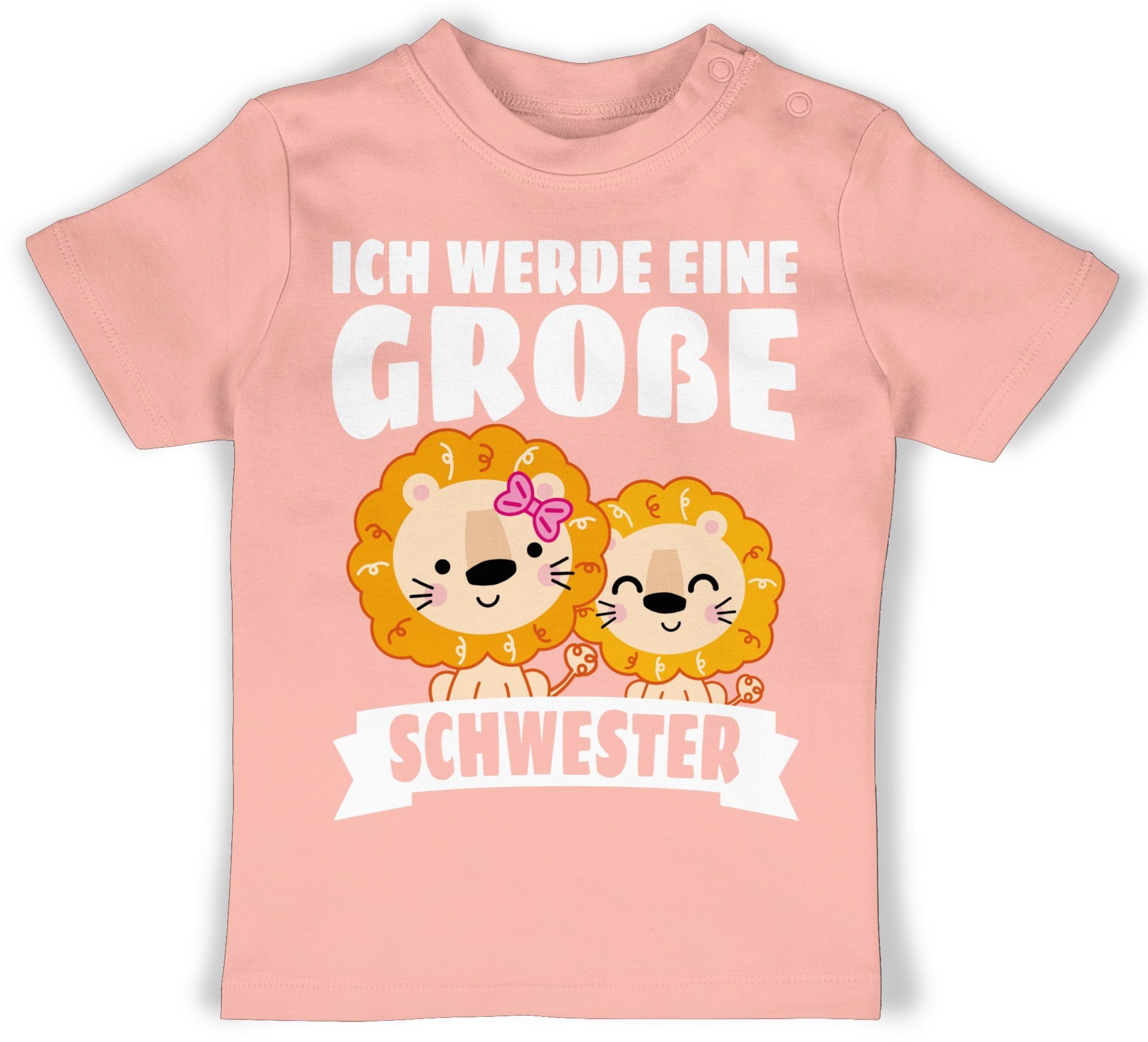 T-Shirt Ich werde eine große Schwester mit Löwen - weiß