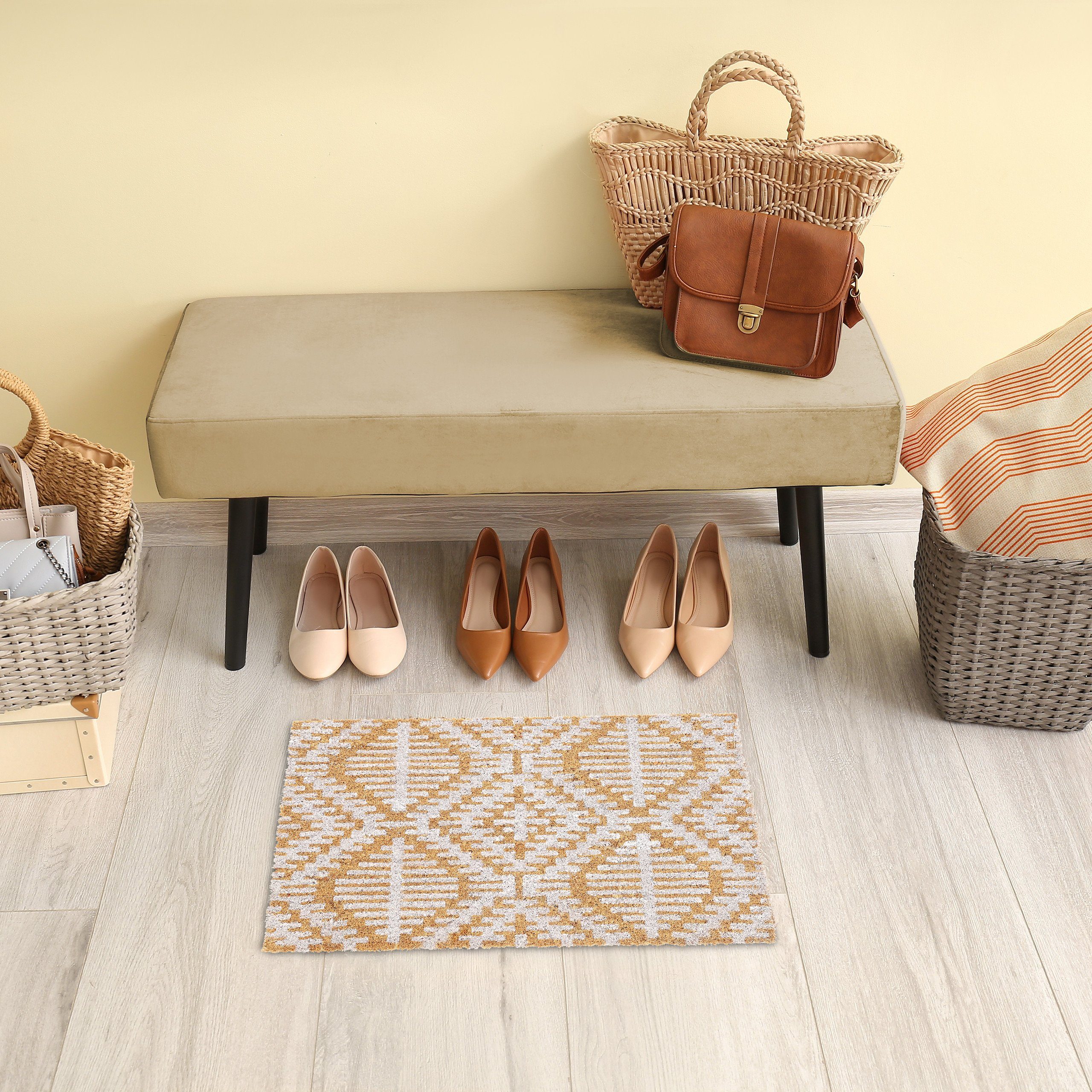 relaxdays Fußmatte Kokos Fußmatte mit geometrischem Muster, Höhe: 15 mm günstig online kaufen