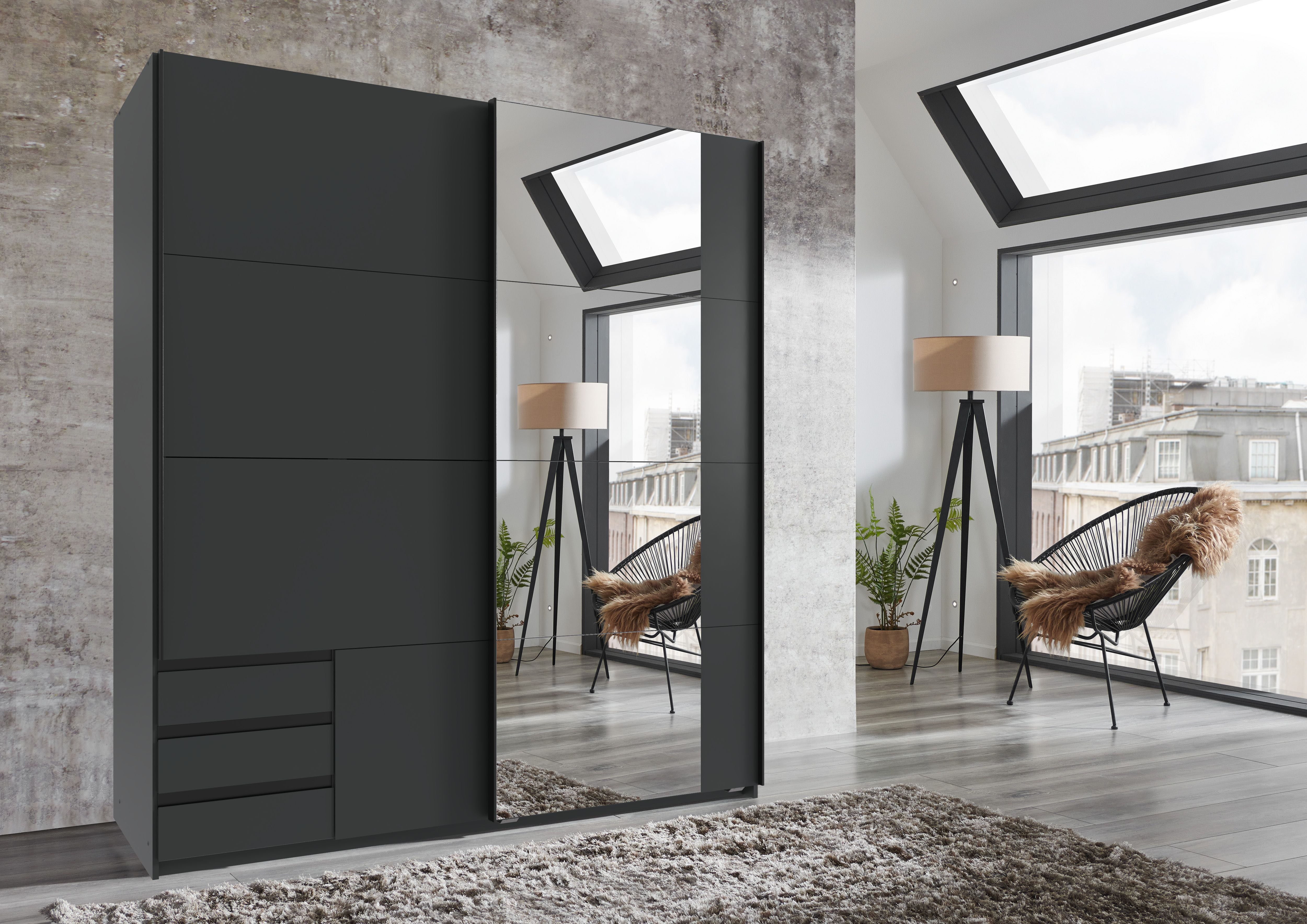 Wimex Schwebetürenschrank Emden moderner Kleiderschrank mit Spiegel und Sch günstig online kaufen