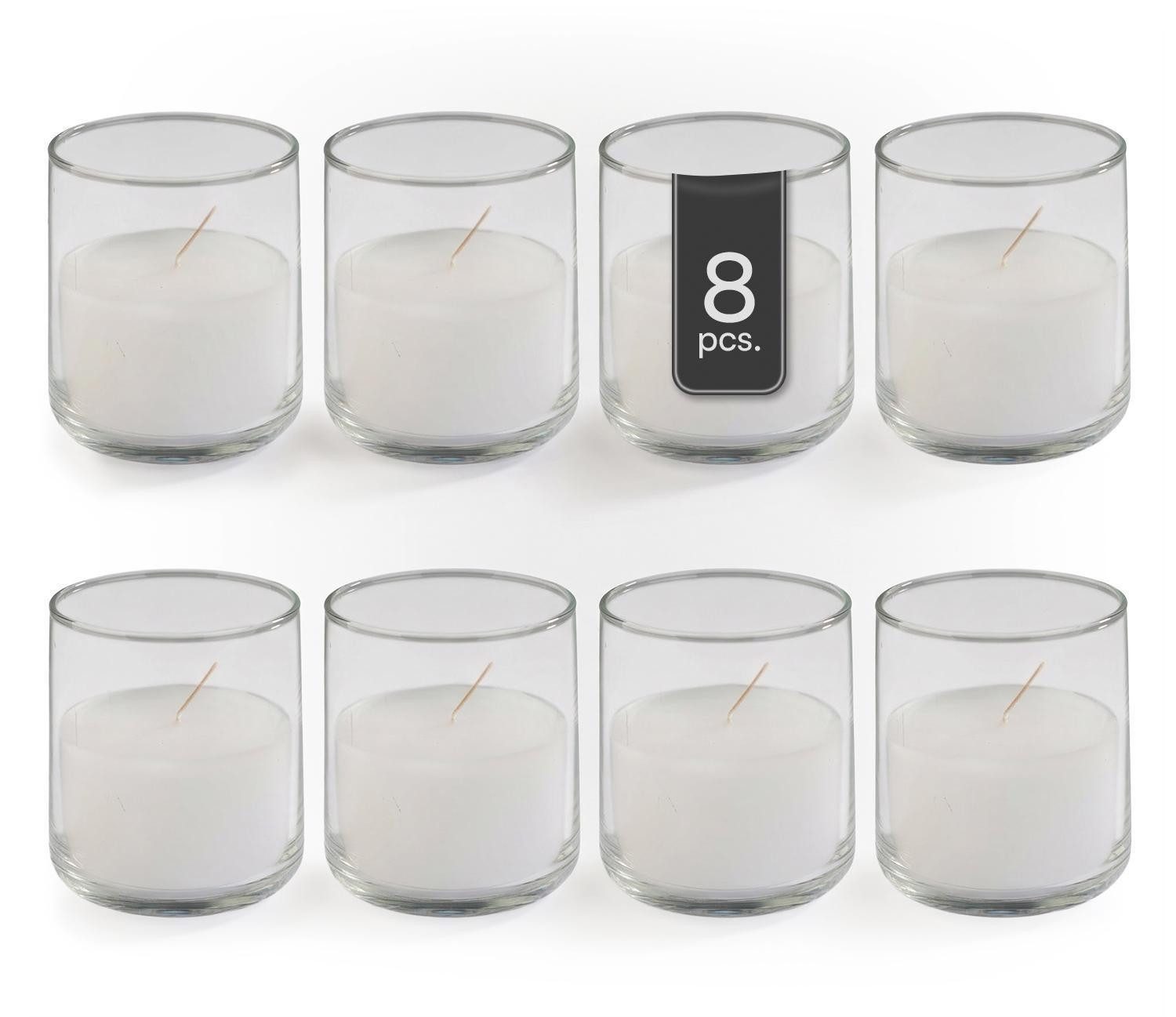 Home4You Stumpenkerze Kerze im Glas 8er Set (Spar-Set)