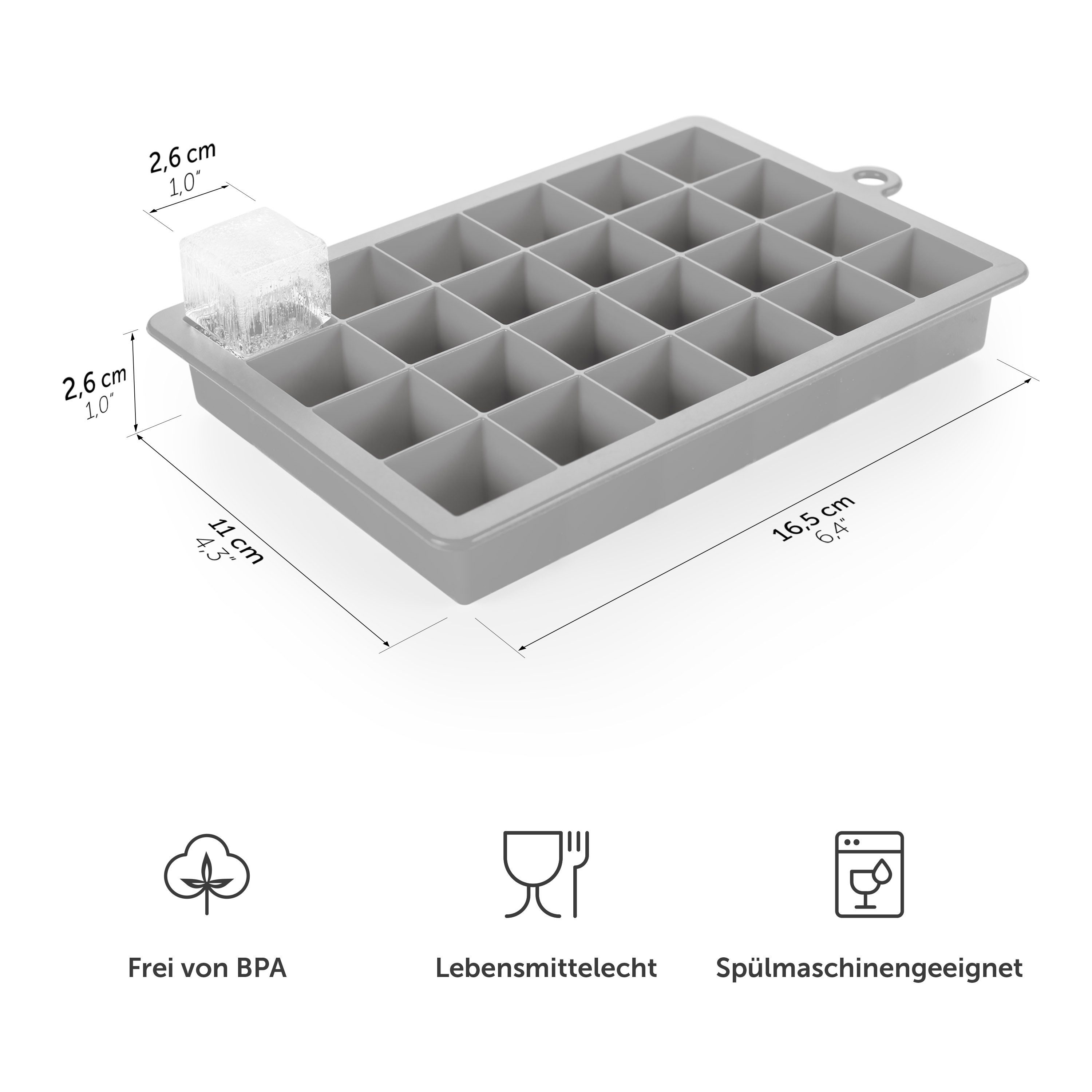Blumtal Eiswürfelform Silikon - Größe M, 2x24er Pack, BPA frei, Leichtes Herauslösen