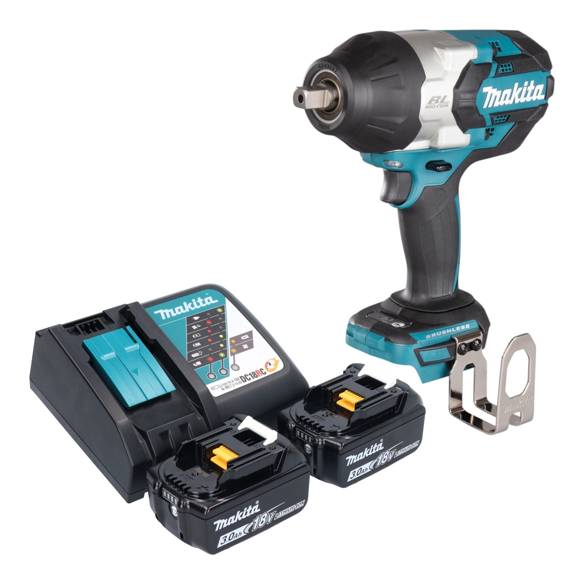 Makita Akku-Schlagschrauber DTW 1004 RF 18 V 1050 Nm 1/2" Brushless + 2x Akku 3,0 Ah + Ladegerät