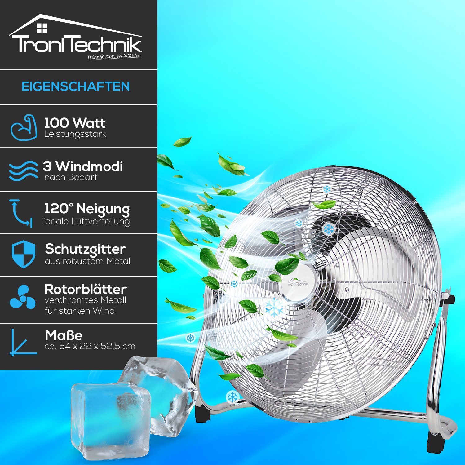 TroniTechnik Standventilator Bodenventilator Ventilator Oszillation, neigba günstig online kaufen