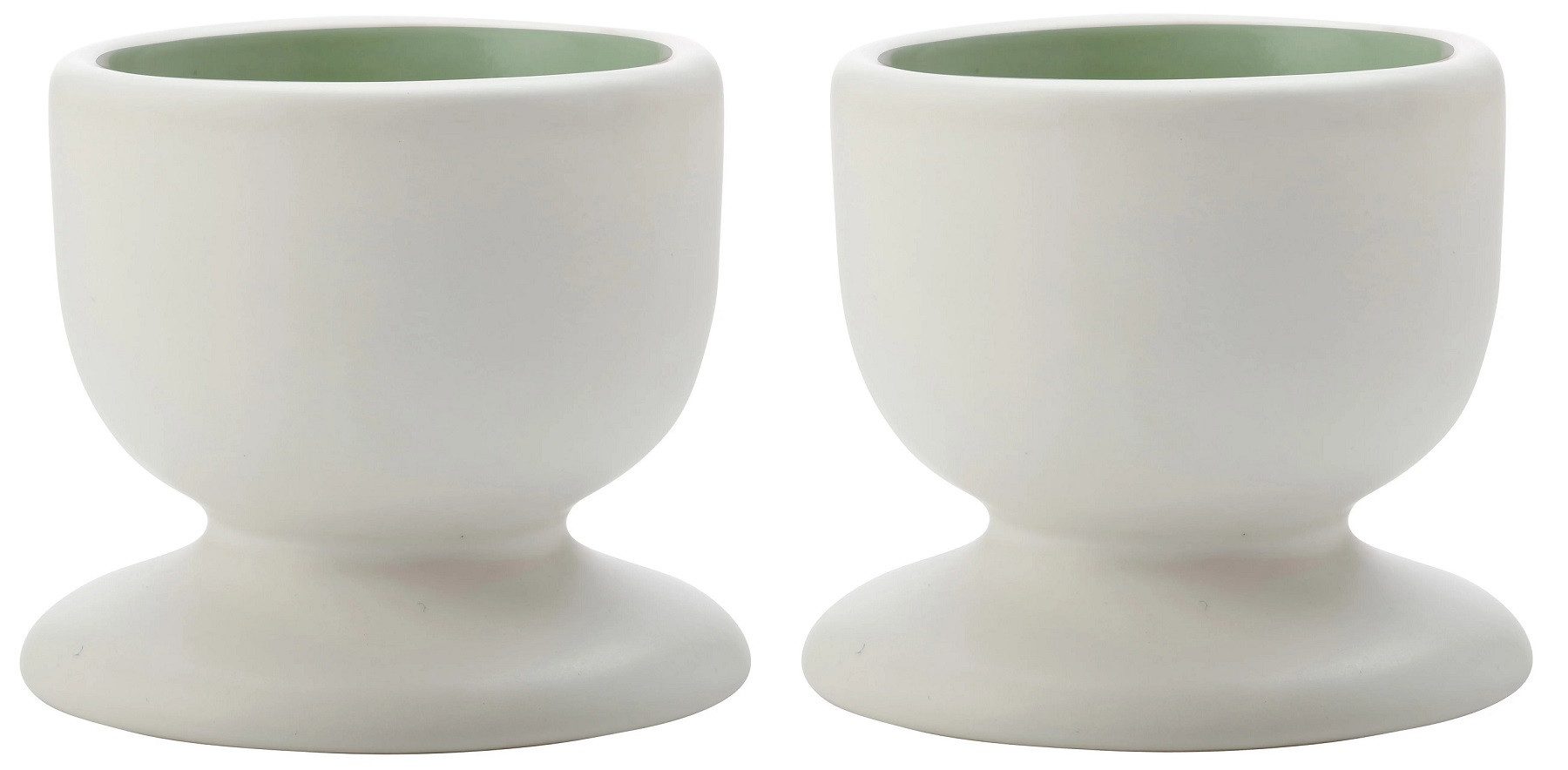 WestCraft Eierbecher TINT Eierbecher Porzellan, außen weiß, innen mit einem Farbhighlight, (2-tlg), bauchige Form, spülmaschinenfest, robustes Alltagsporzellan