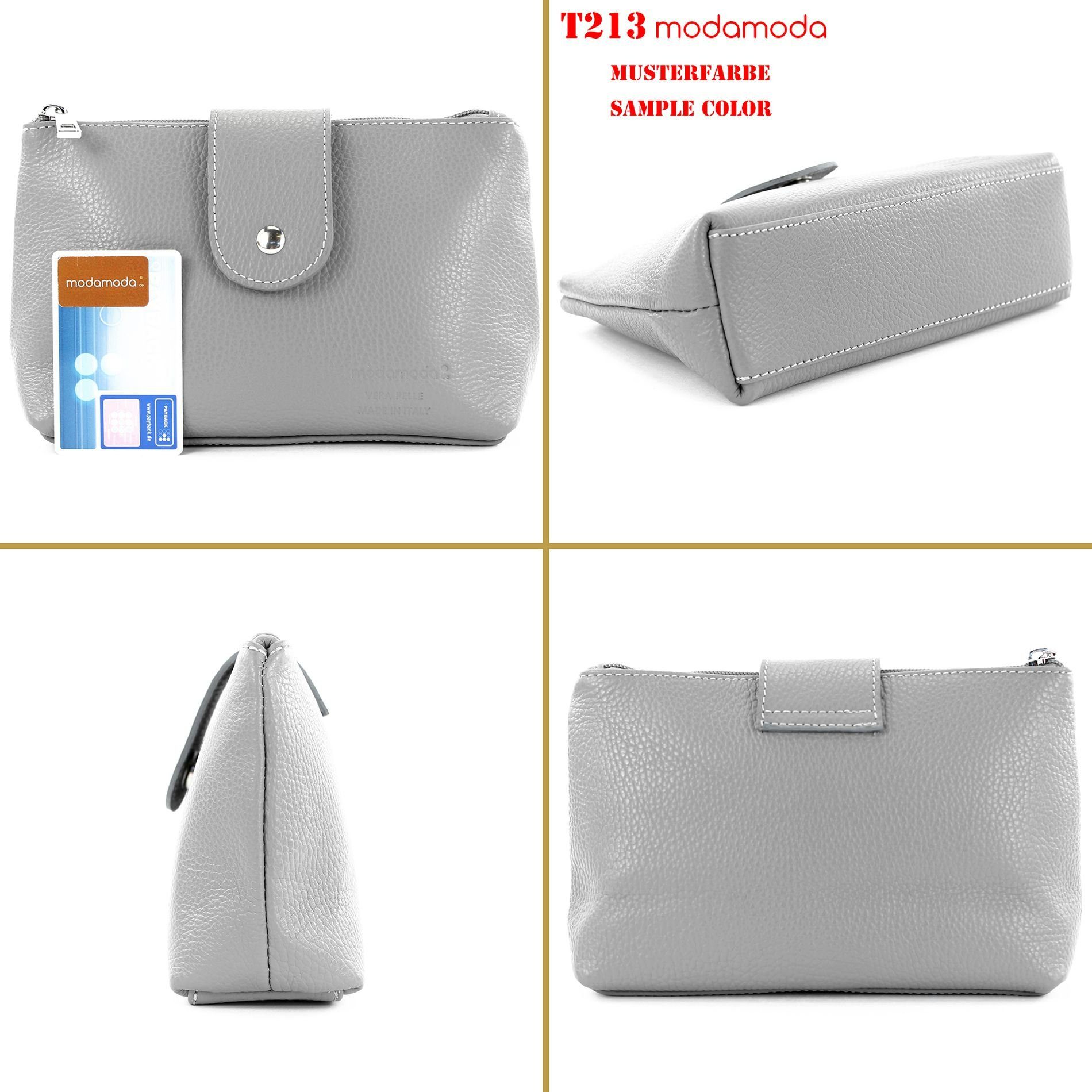 in T213, Italy de Handmade Kosmetiktasche modamoda Echtleder Creme