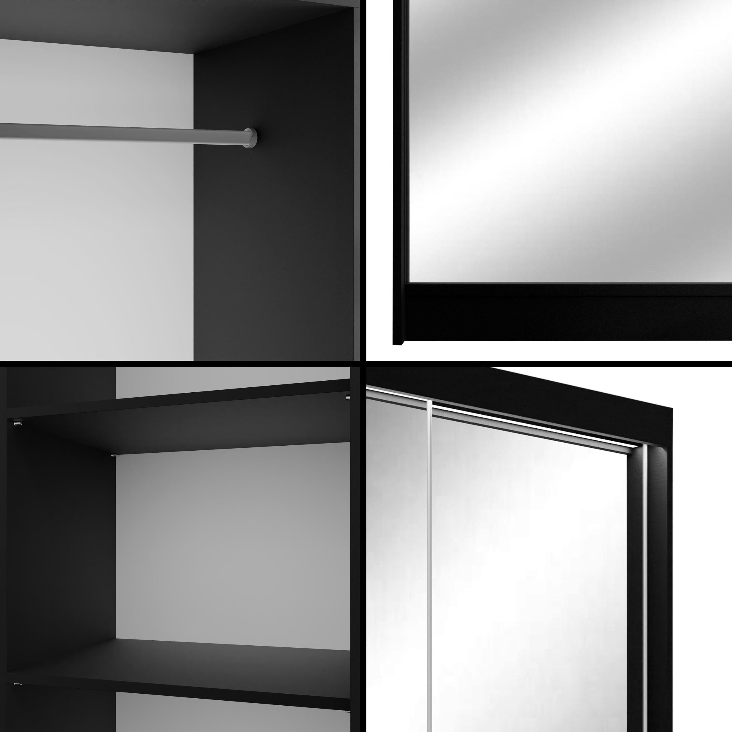 ALTDECOR Schiebetürenschrank AMOHA (Kleiderschrank Garderobenschrank mit viel Stauraum Moderner Schrank) Spiegel Spiegeltüren Vielseitiger Schwebetürenschrank L – Bild 5 von 5