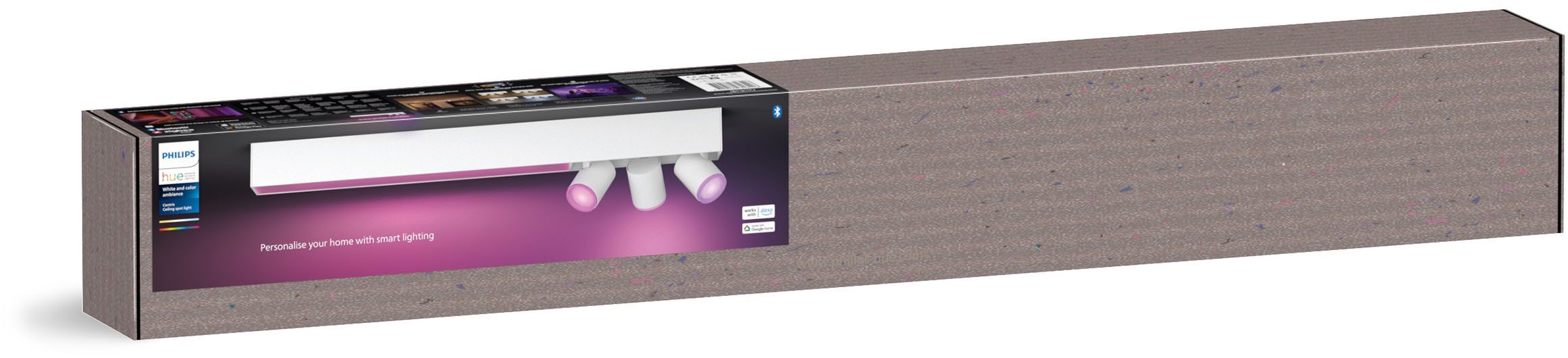 Philips Hue Smarte LED-Leuchte White & Color Ambiance Centris 3er Spot schwarz, Abschaltautomatik, Bluetooth, CCT - über Fernbedienung, Dimmfunktion, Farbsteuerung, Farbwechsel, Leuchtdauer einstellbar, Memoryfunktion, Nachtlichtfunktion, RGB, Smart Home, Timerfunktion, dimmbar über Fernbedienung, erweiterbar, mehrere Helligkeitsstufen, LED wechselbar, RGB, Sprachassistenten